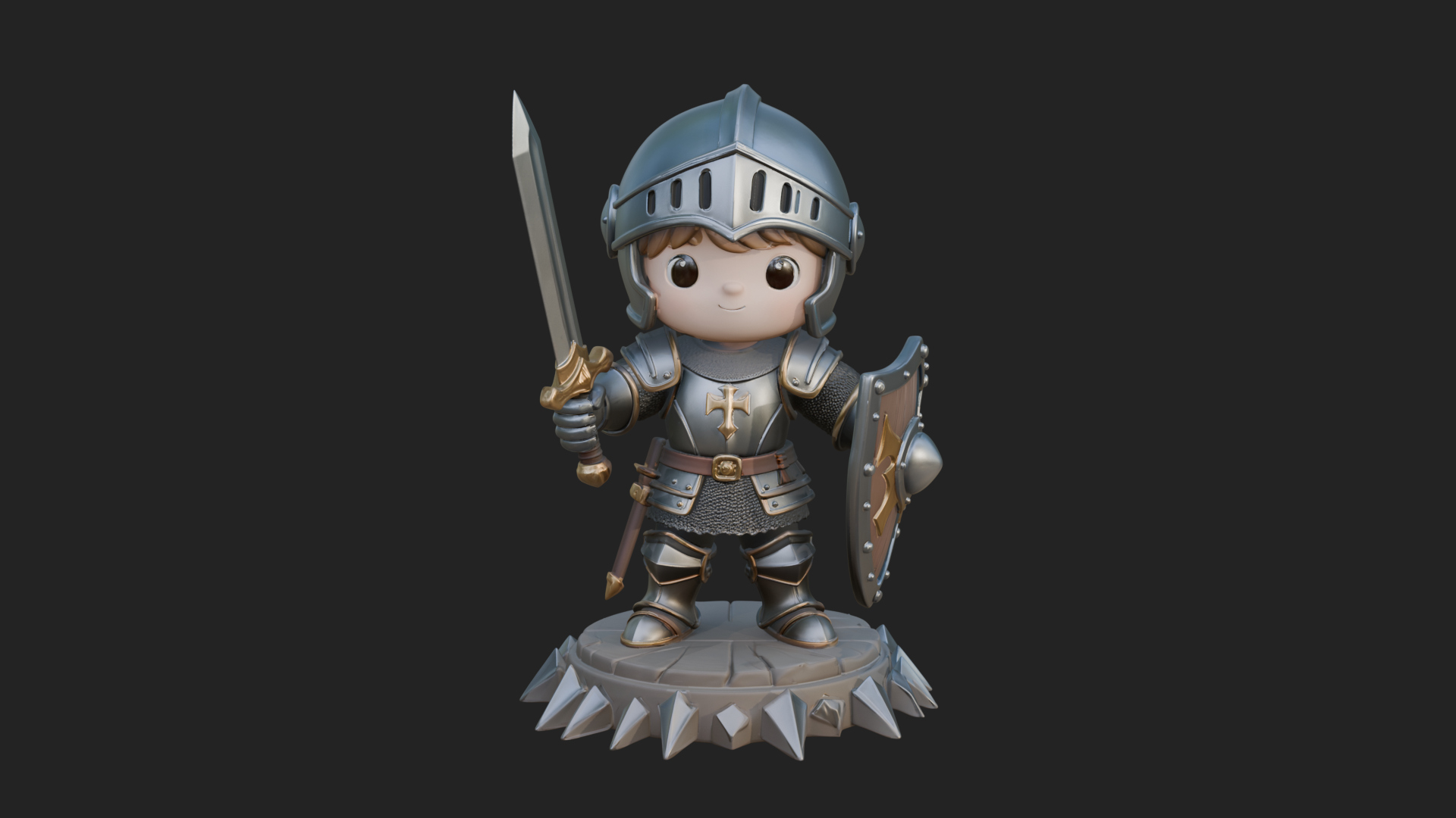 Chibi Armored Knight Statue Design 1 3D Print Model 3D Model