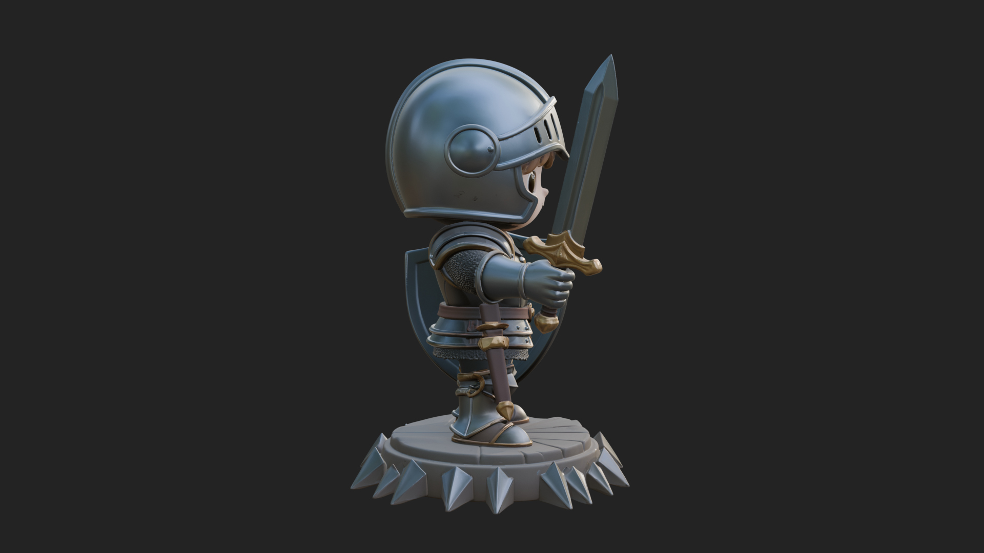 Chibi Armored Knight Statue Design 1 3D Print Model 3D Model