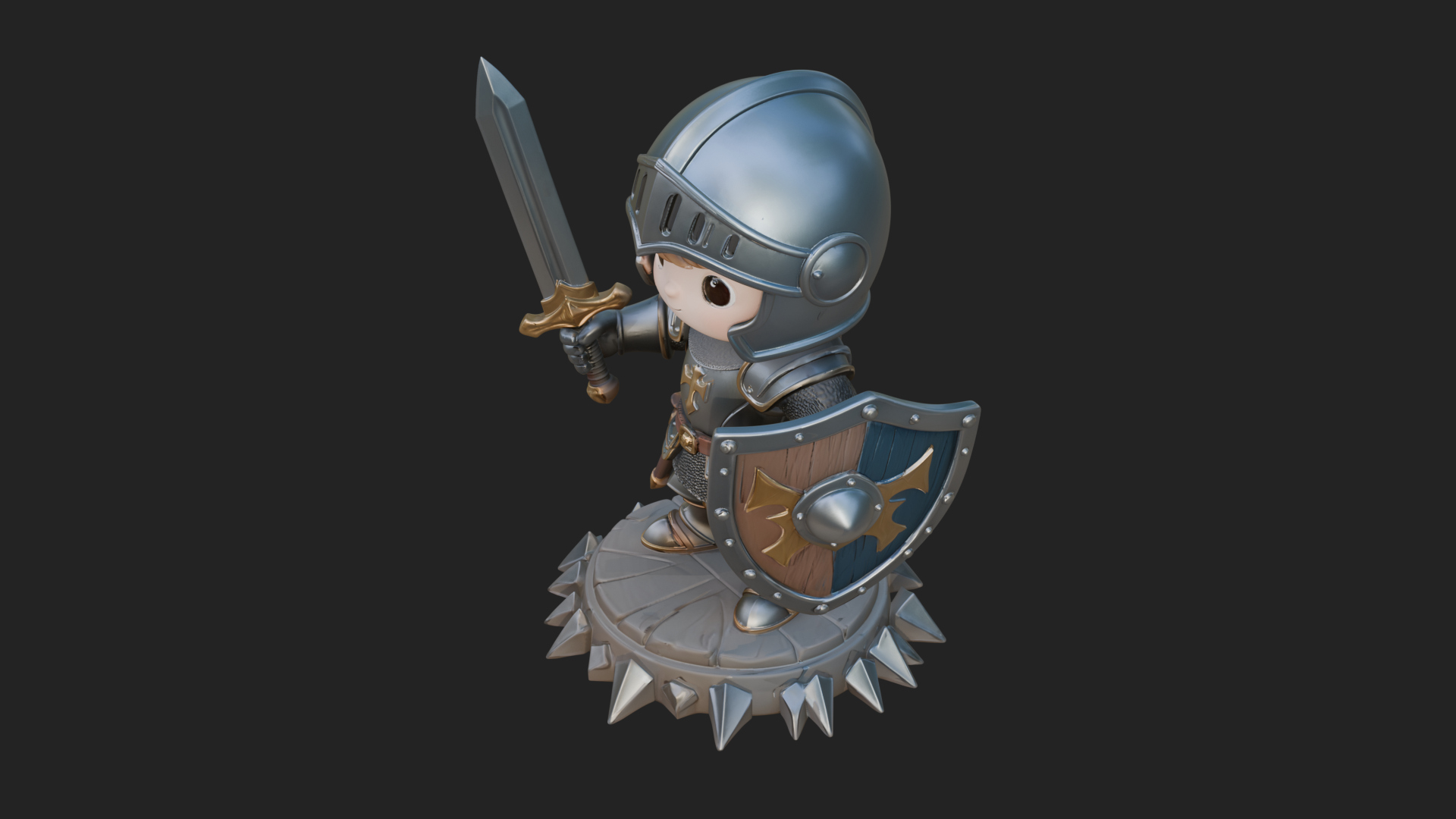 Chibi Armored Knight Statue Design 1 3D Print Model 3D Model
