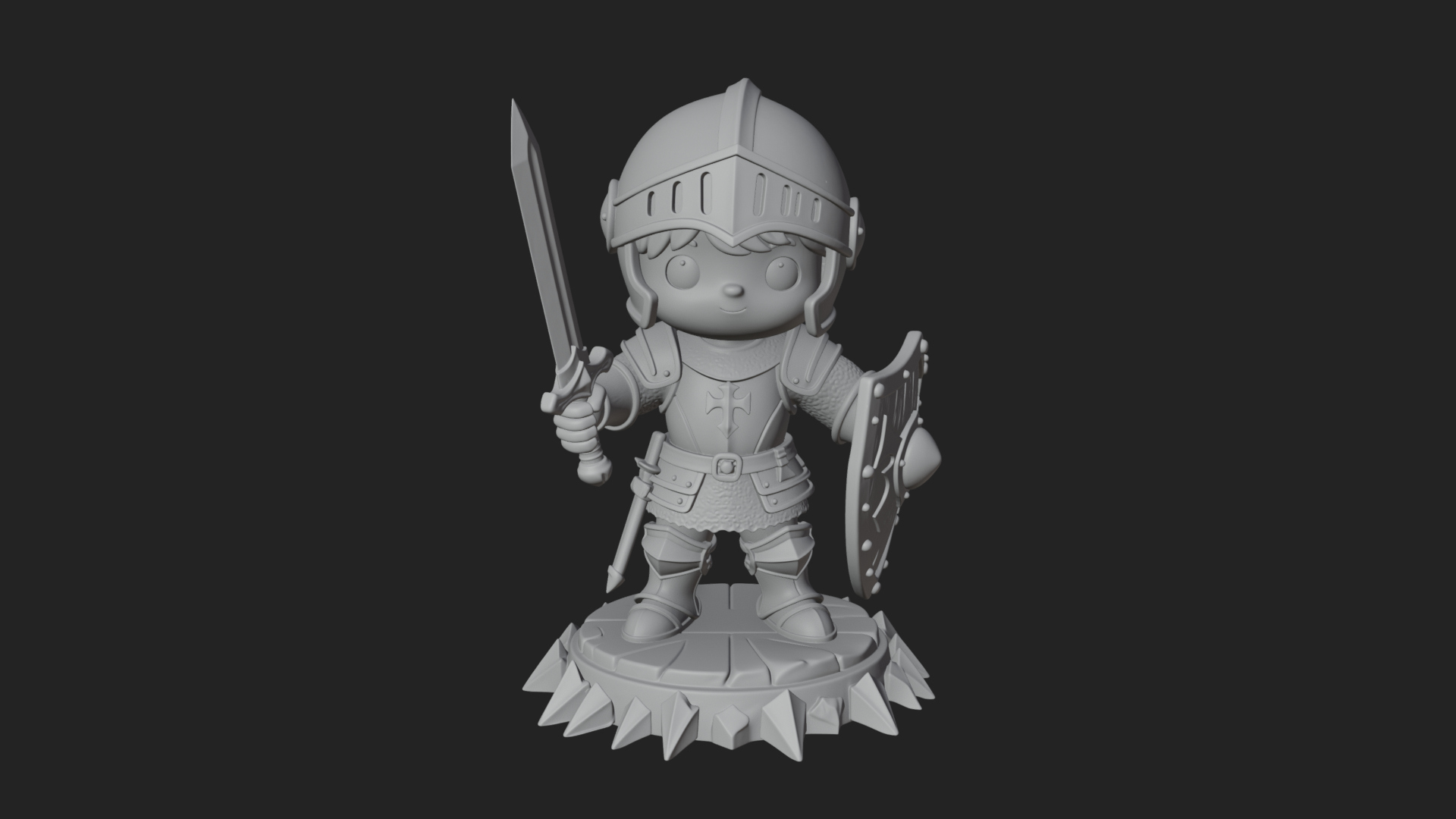 Chibi Armored Knight Statue Design 1 3D Print Model 3D Model