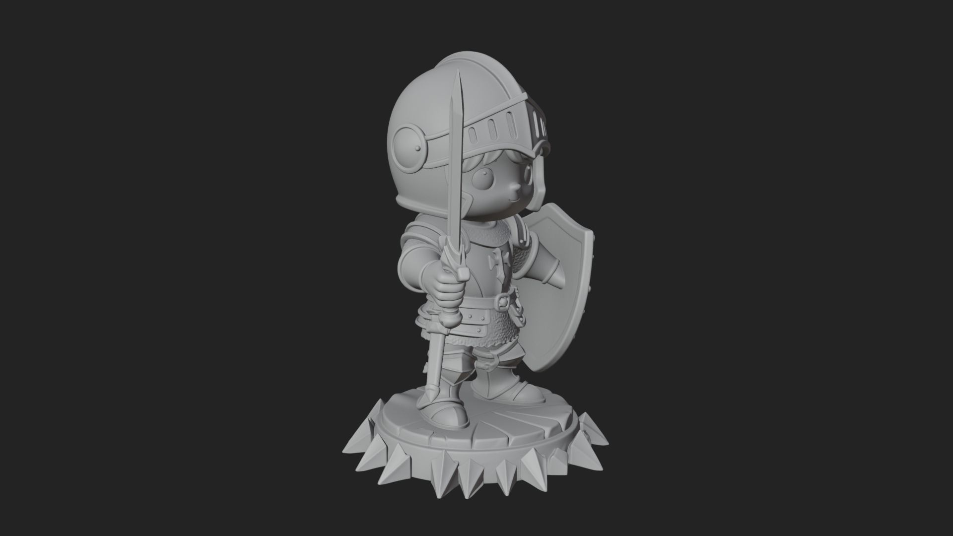 Chibi Armored Knight Statue Design 1 3D Print Model 3D Model
