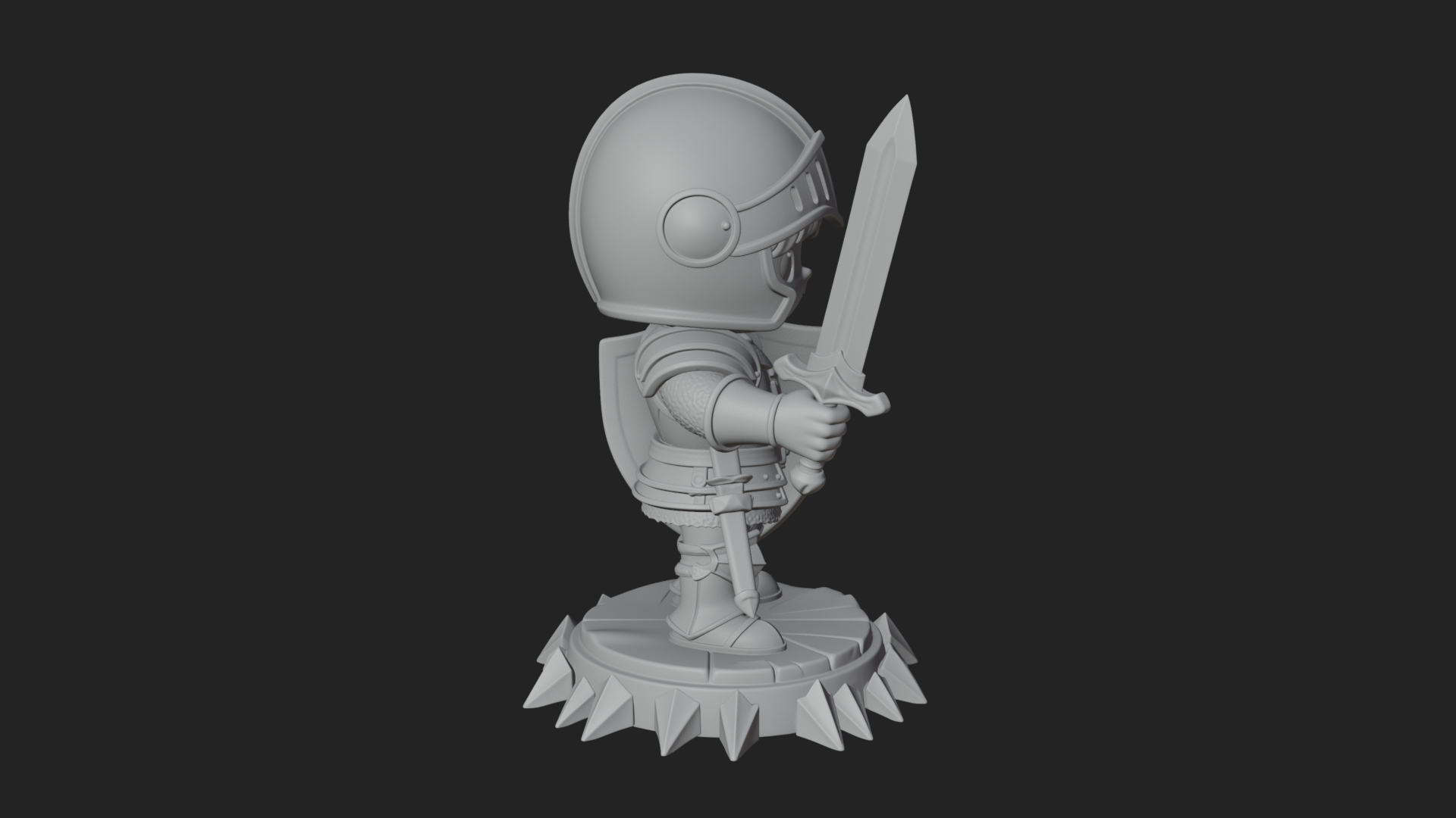 Chibi Armored Knight Statue Design 1 3D Print Model 3D Model