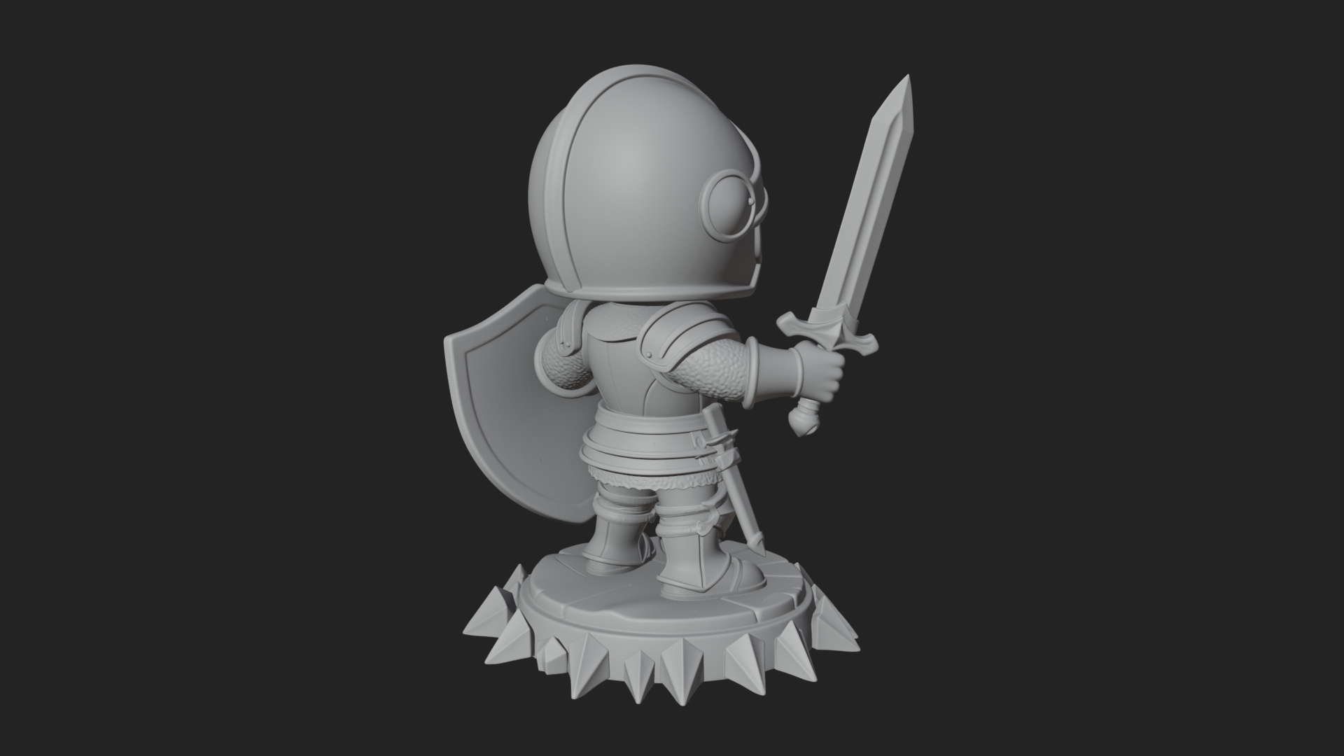 Chibi Armored Knight Statue Design 1 3D Print Model 3D Model