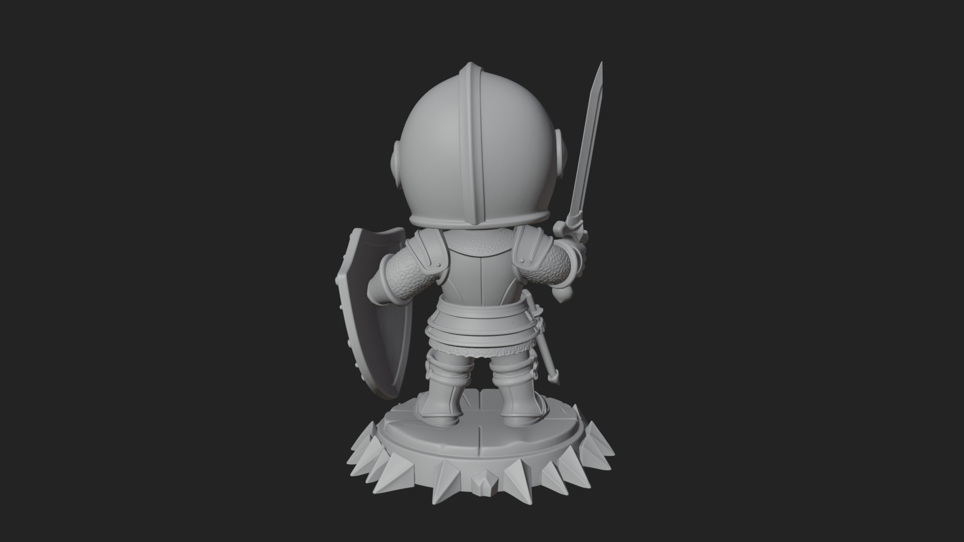 Chibi Armored Knight Statue Design 1 3D Print Model 3D Model