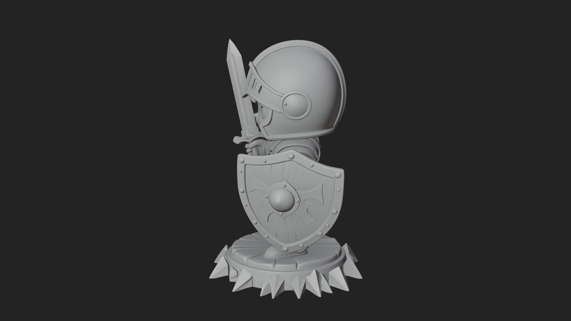 Chibi Armored Knight Statue Design 1 3D Print Model 3D Model