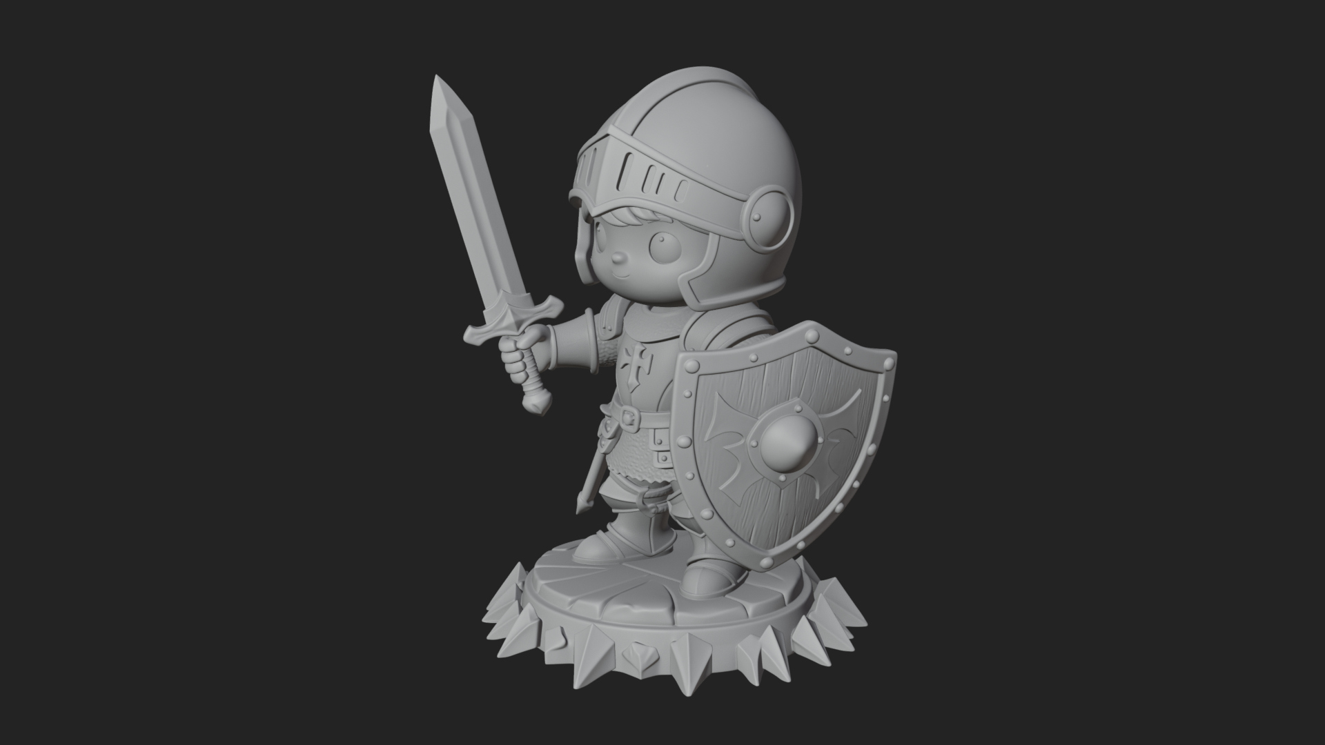 Chibi Armored Knight Statue Design 1 3D Print Model 3D Model