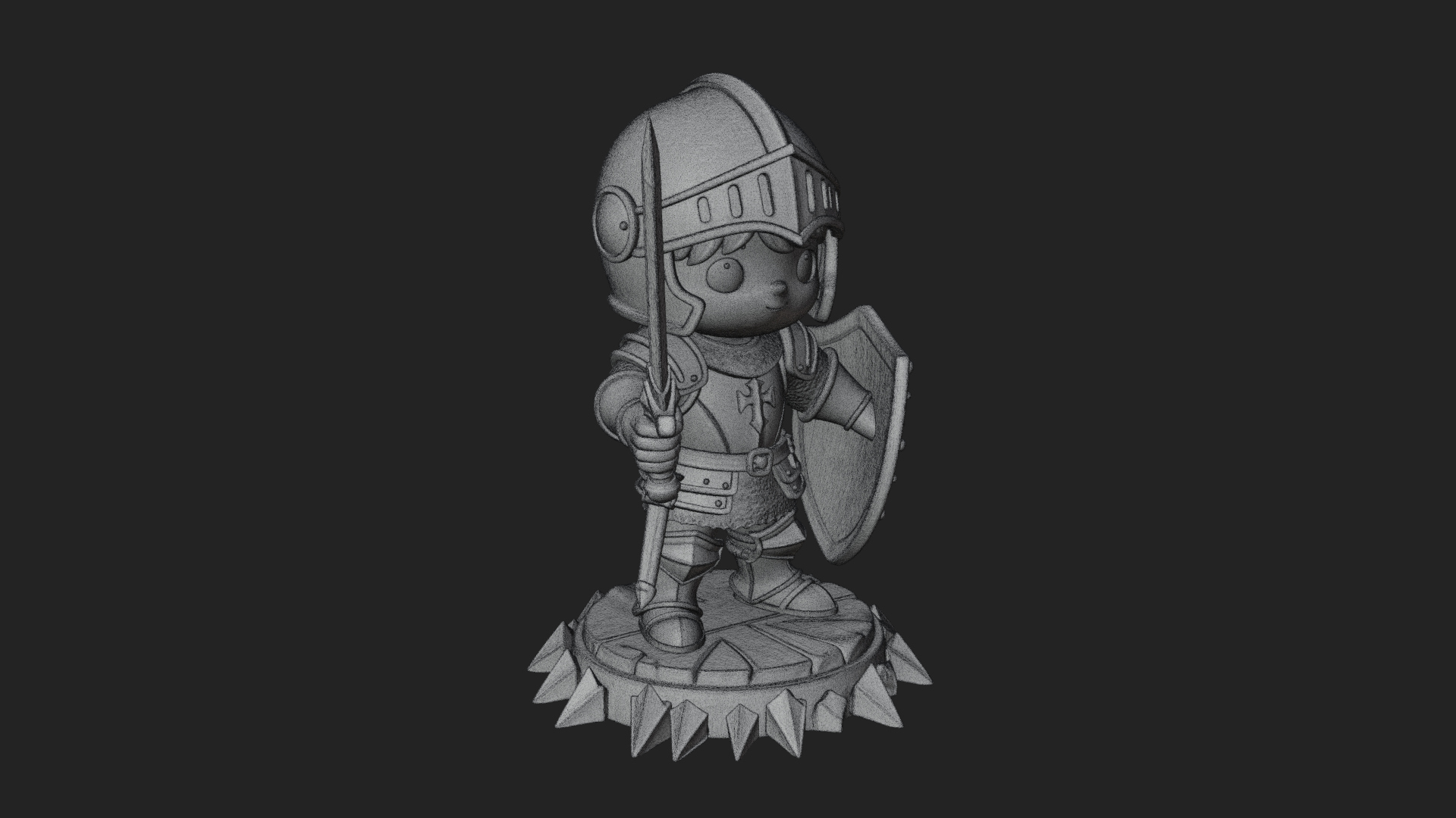 Chibi Armored Knight Statue Design 1 3D Print Model 3D Model