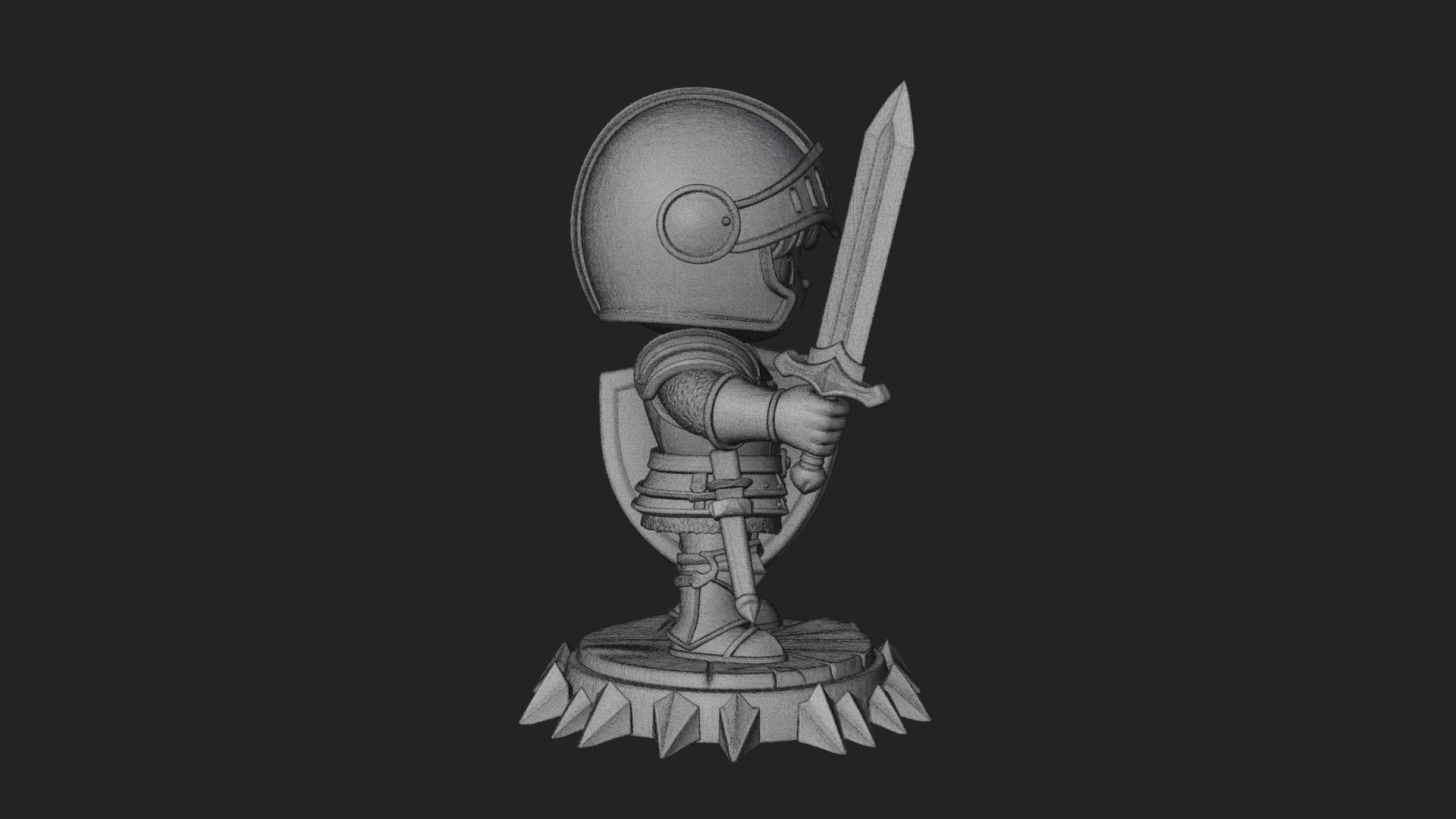 Chibi Armored Knight Statue Design 1 3D Print Model 3D Model