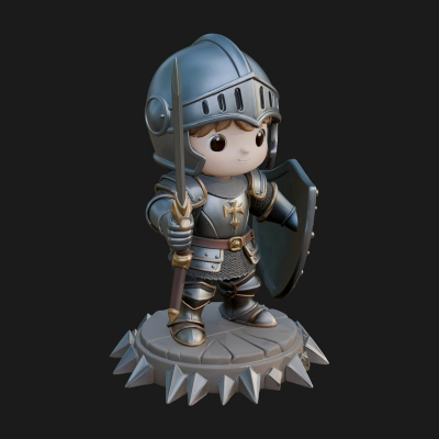 Chibi Armored Knight Statue Design 1 3D Print Model