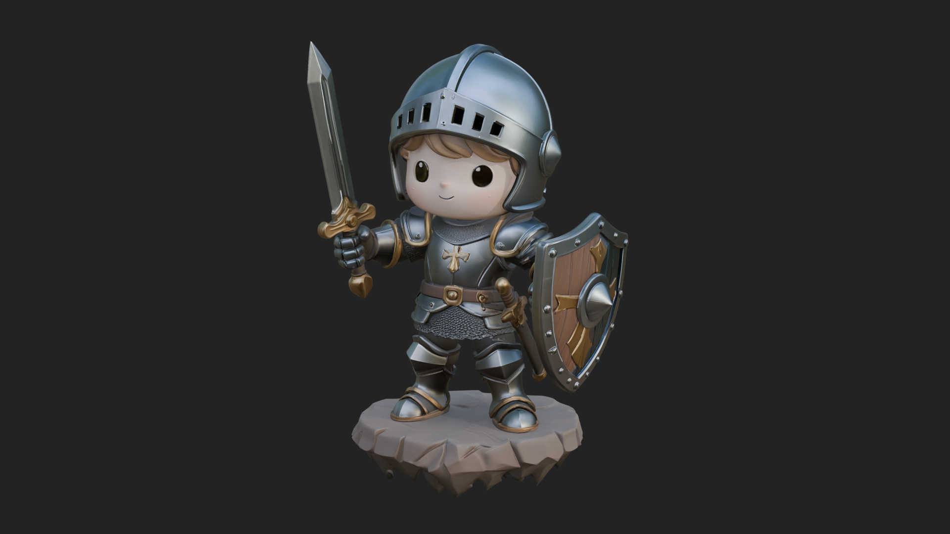 Chibi Armored Knight Statue Design 2 3D Print Model 3D Model