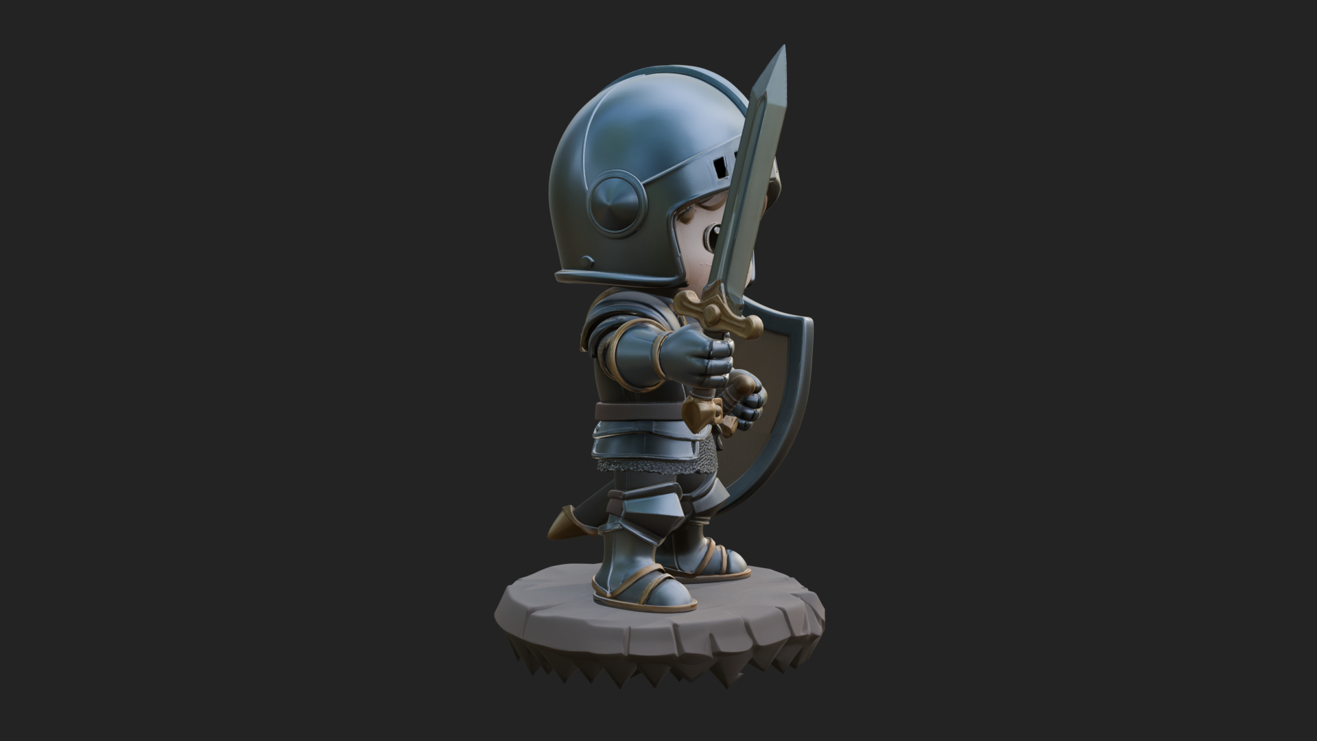 Chibi Armored Knight Statue Design 2 3D Print Model 3D Model