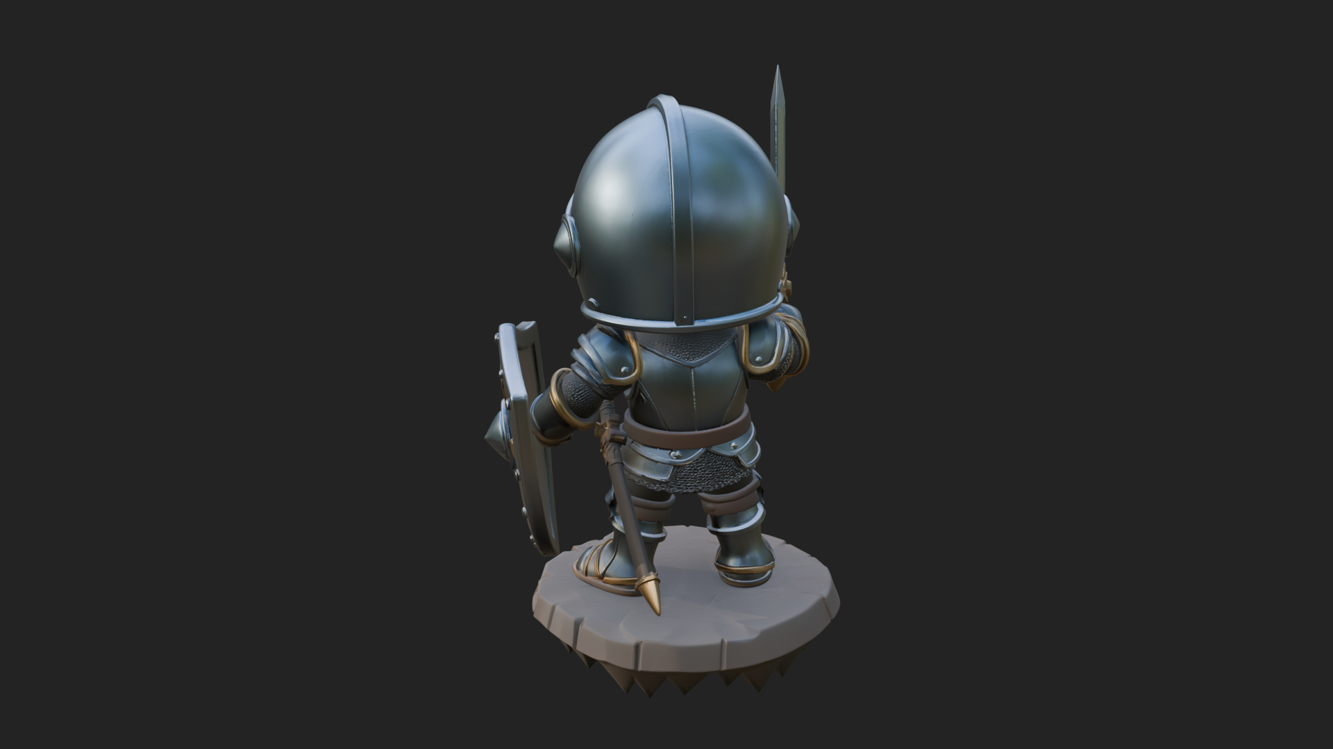 Chibi Armored Knight Statue Design 2 3D Print Model 3D Model