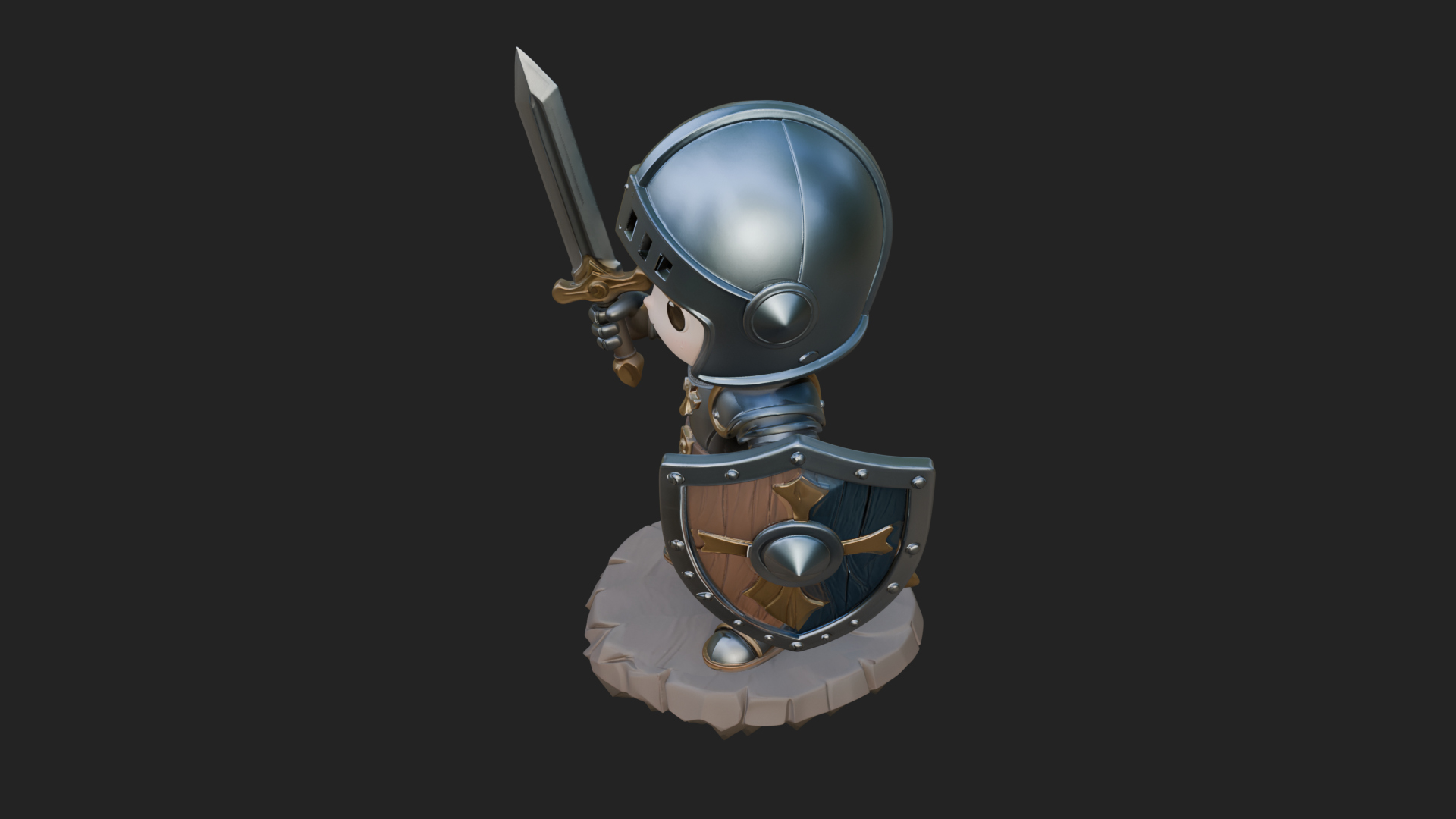 Chibi Armored Knight Statue Design 2 3D Print Model 3D Model