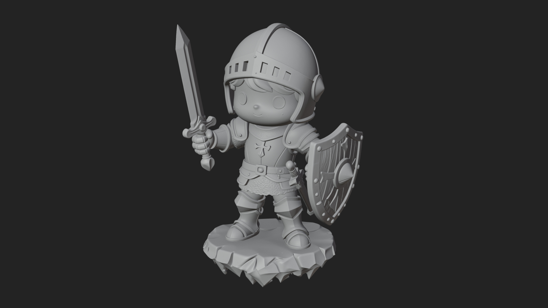 Chibi Armored Knight Statue Design 2 3D Print Model 3D Model