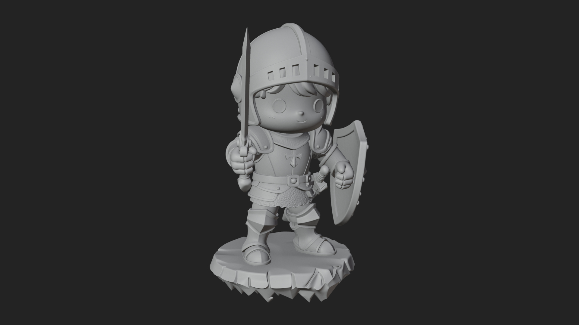 Chibi Armored Knight Statue Design 2 3D Print Model 3D Model