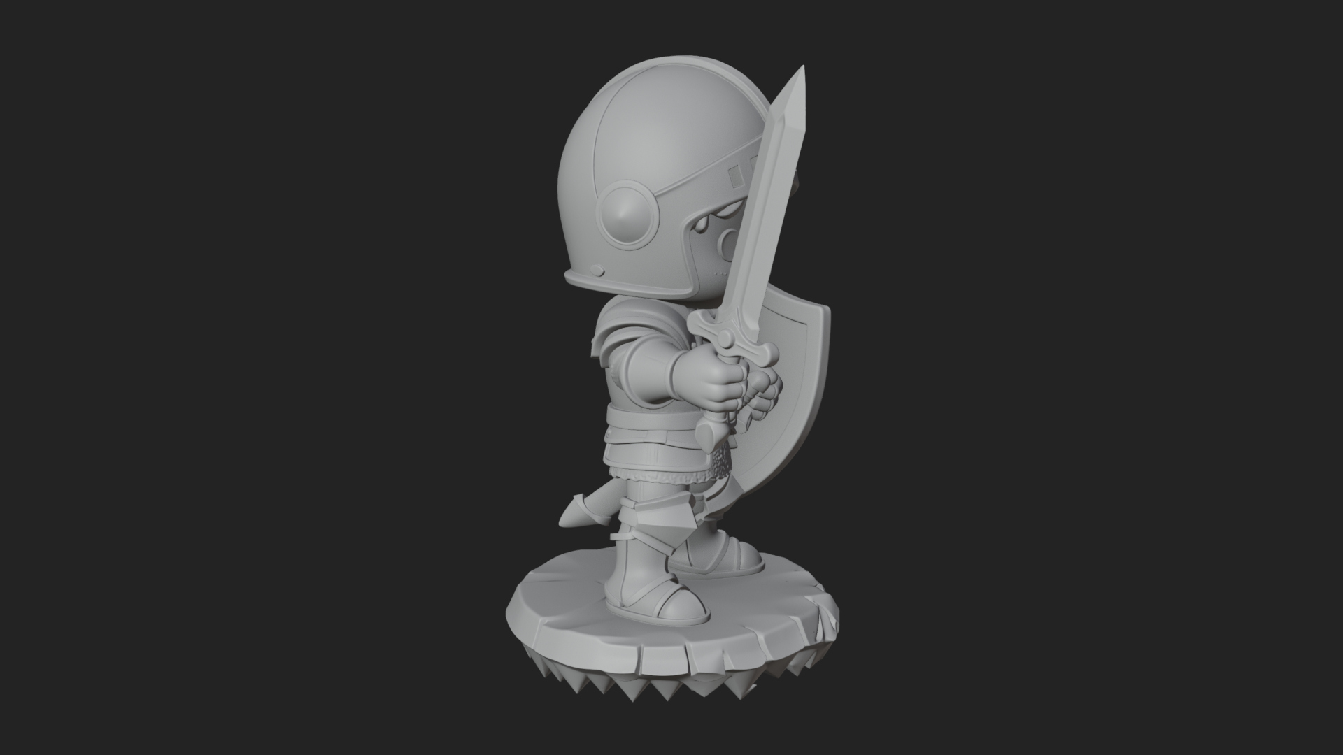 Chibi Armored Knight Statue Design 2 3D Print Model 3D Model