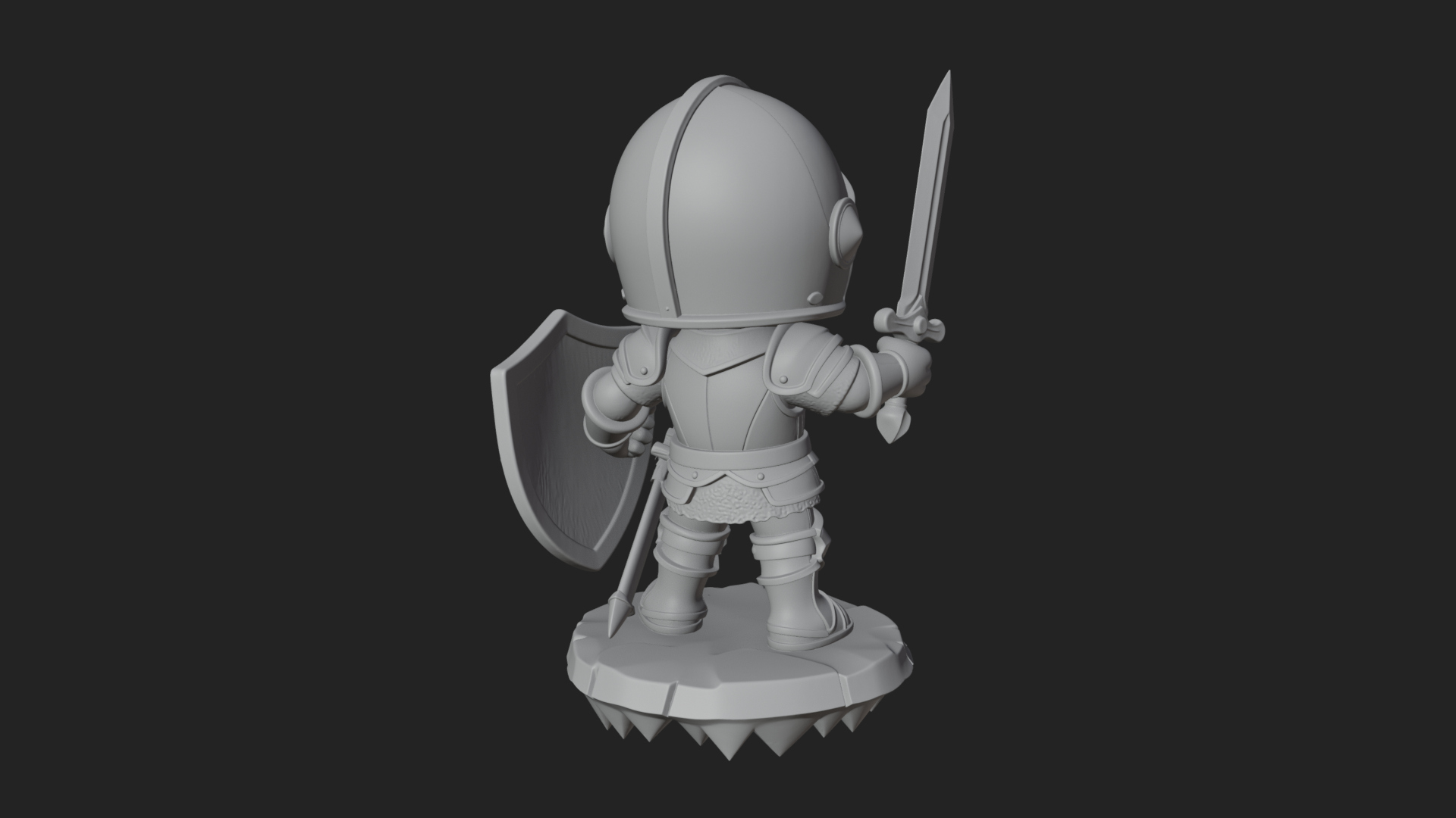 Chibi Armored Knight Statue Design 2 3D Print Model 3D Model
