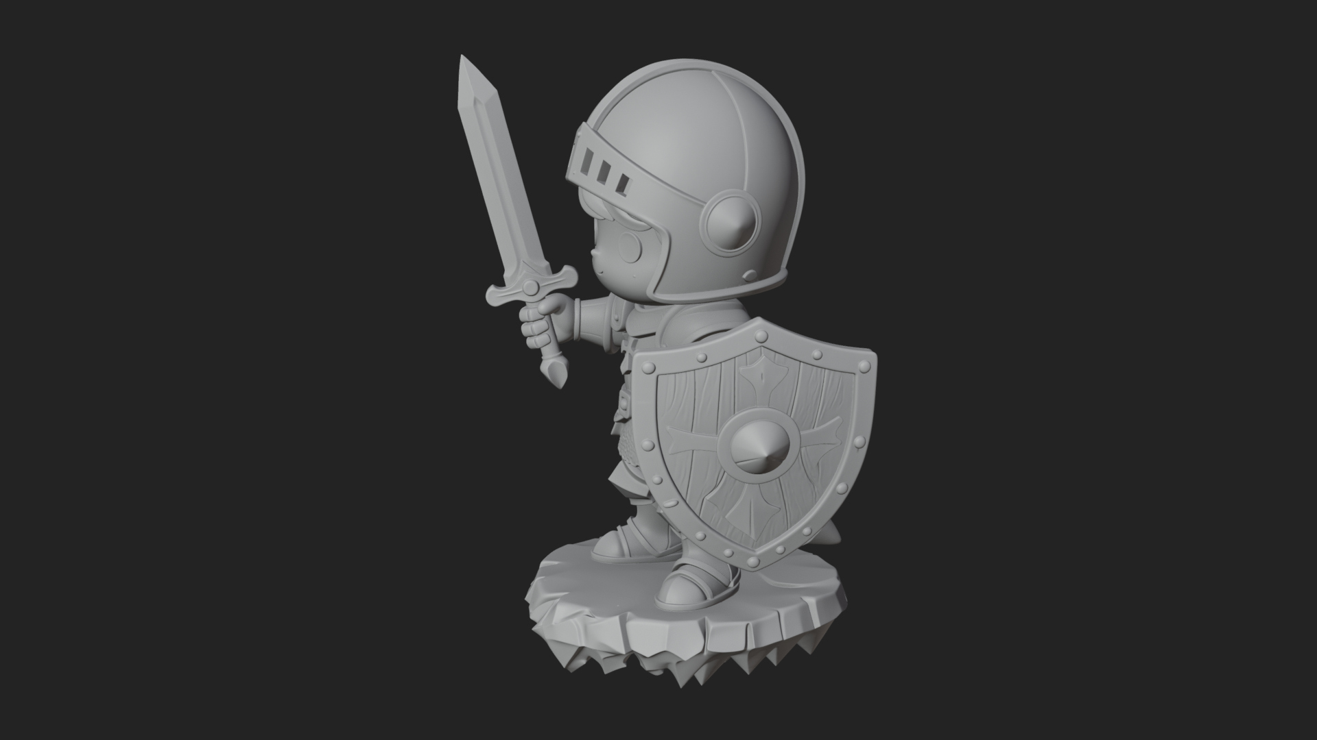 Chibi Armored Knight Statue Design 2 3D Print Model 3D Model