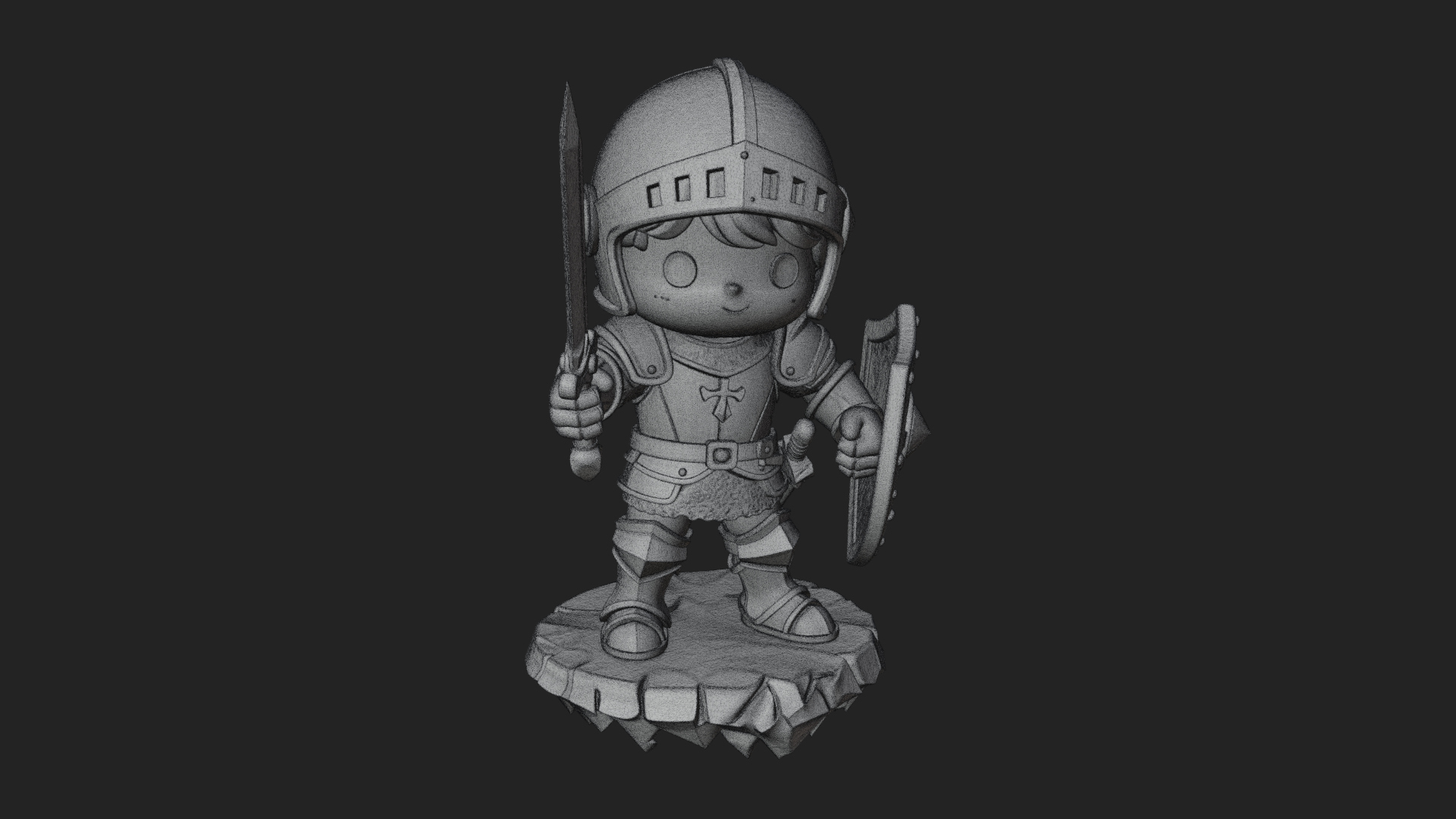 Chibi Armored Knight Statue Design 2 3D Print Model 3D Model