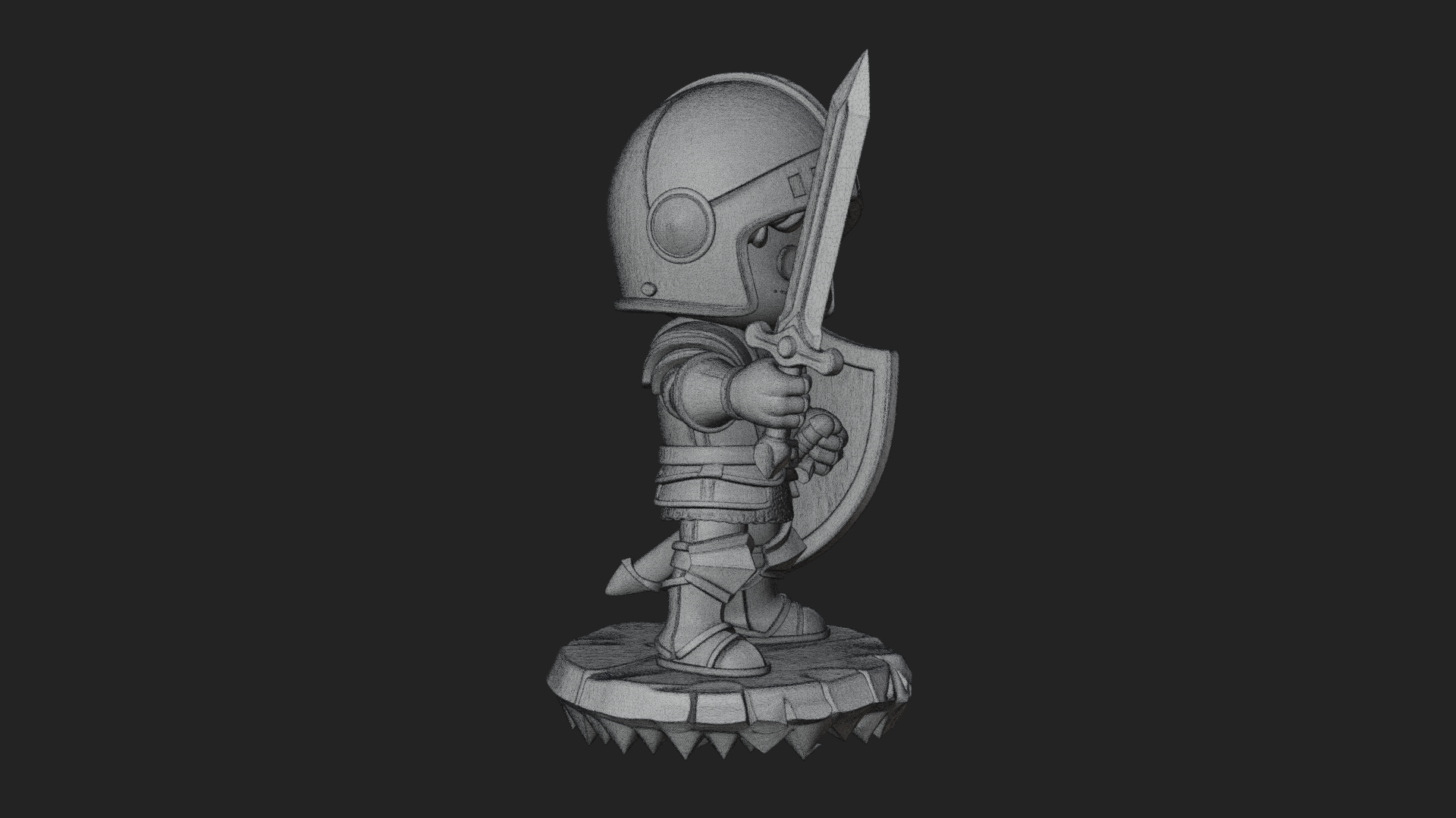 Chibi Armored Knight Statue Design 2 3D Print Model 3D Model