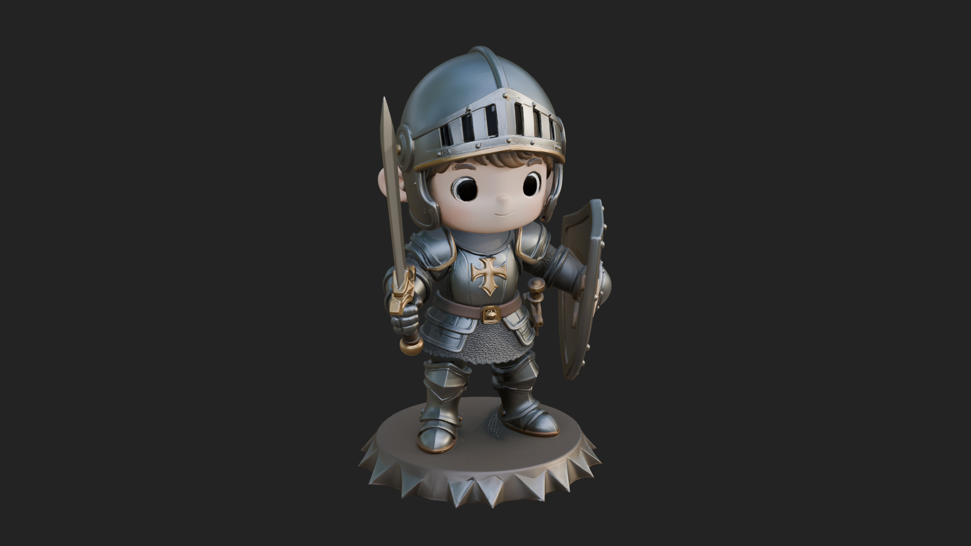 Chibi Armored Knight Statue Design 3 3D Print Model 3D Model