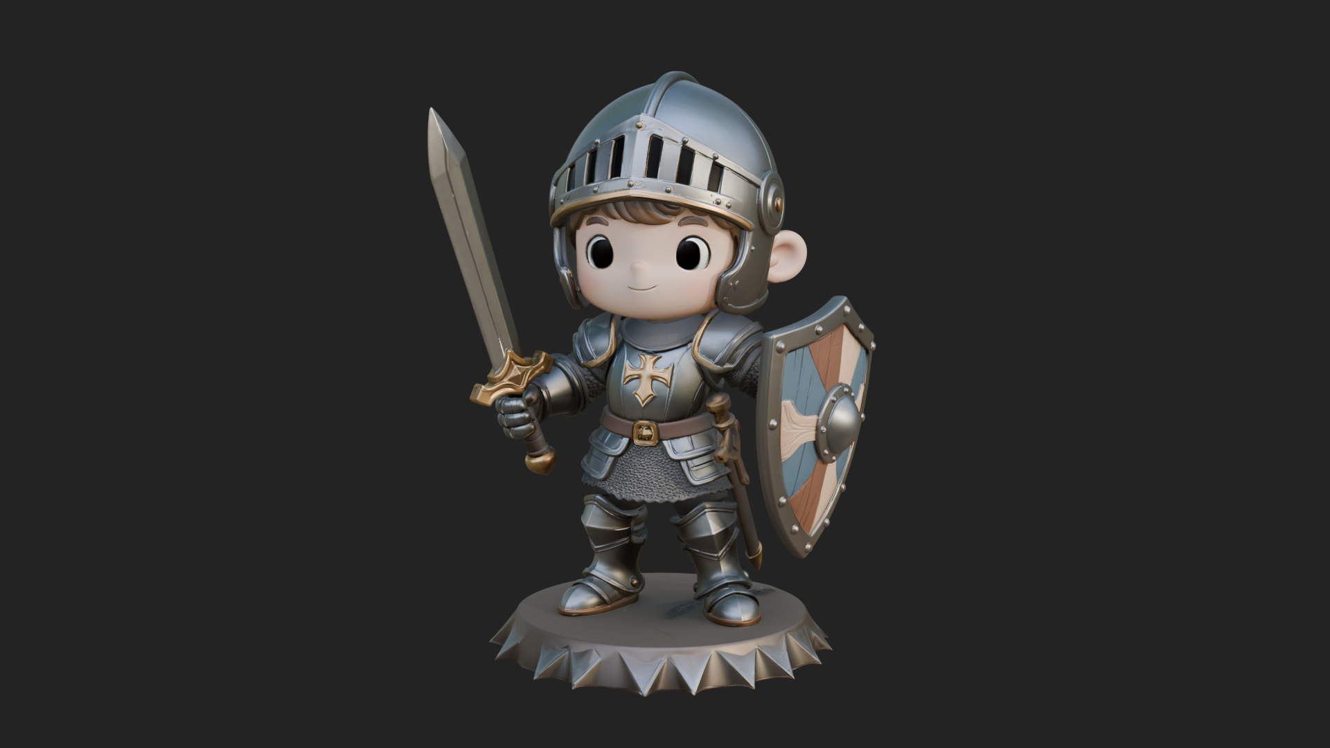 Chibi Armored Knight Statue Design 3 3D Print Model 3D Model