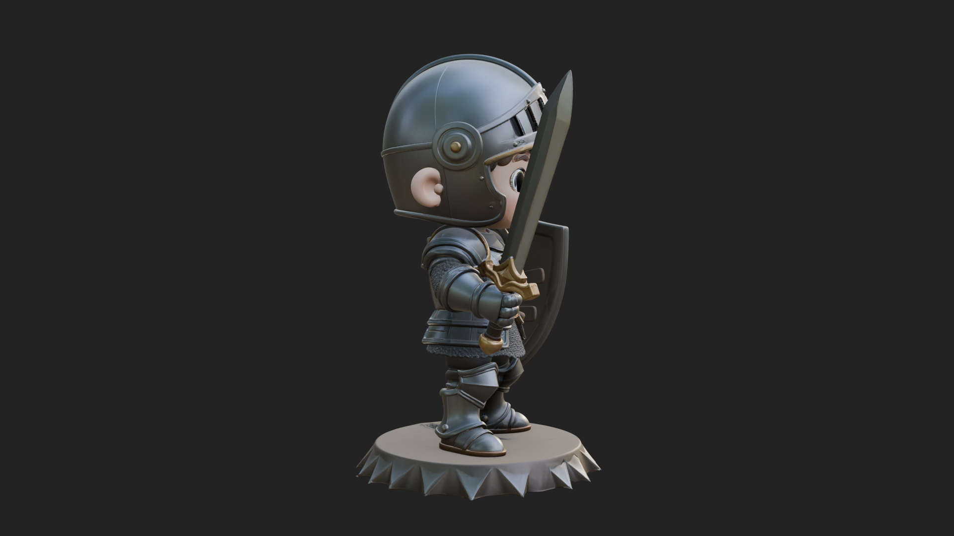 Chibi Armored Knight Statue Design 3 3D Print Model 3D Model