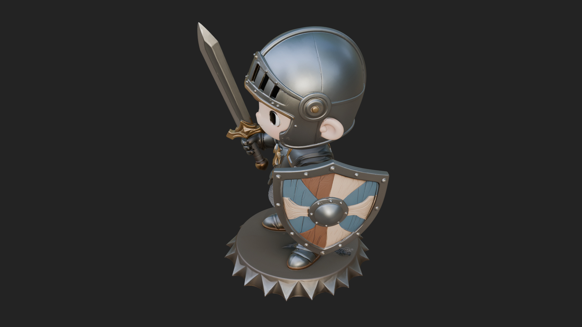 Chibi Armored Knight Statue Design 3 3D Print Model 3D Model
