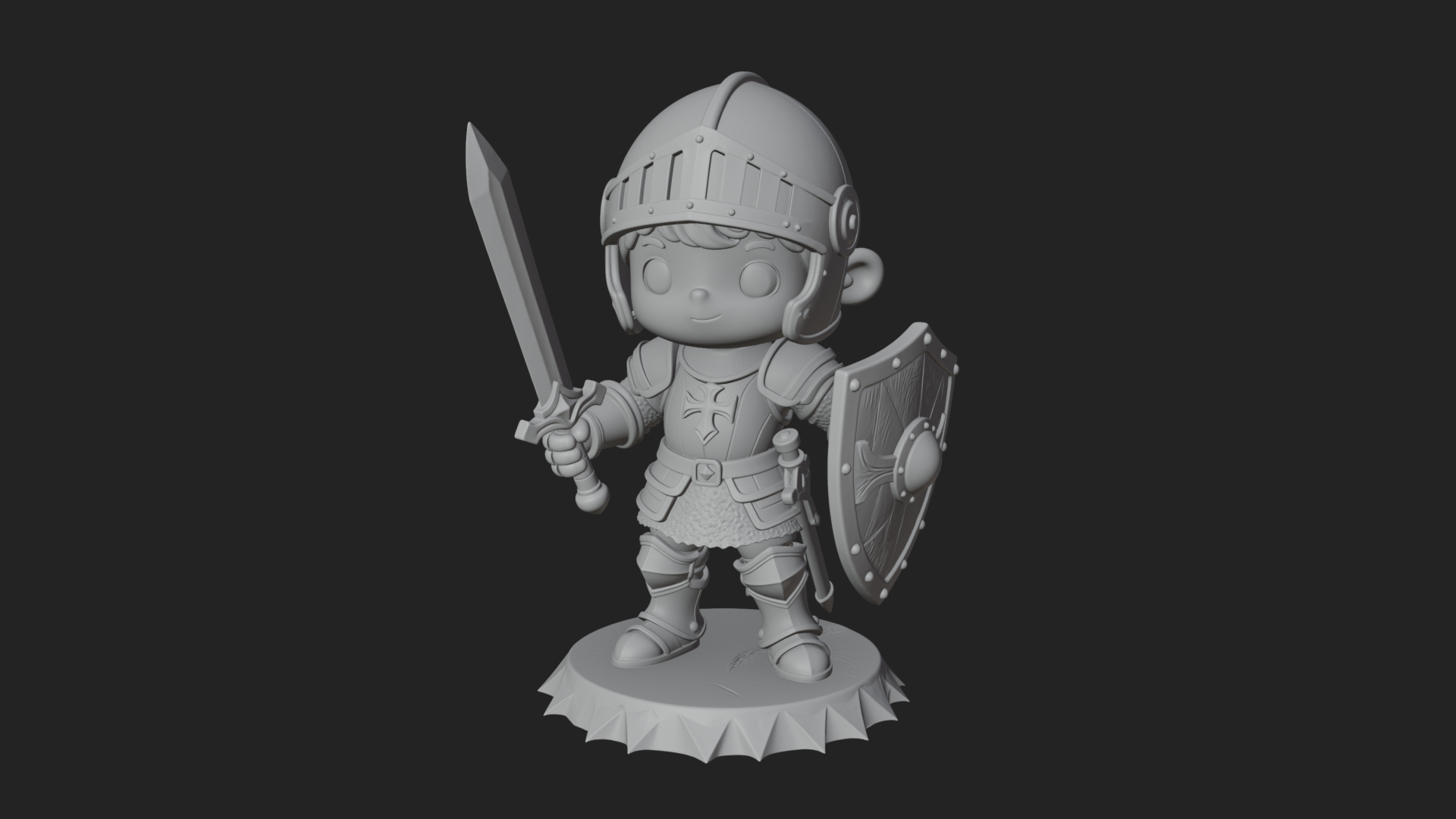 Chibi Armored Knight Statue Design 3 3D Print Model 3D Model