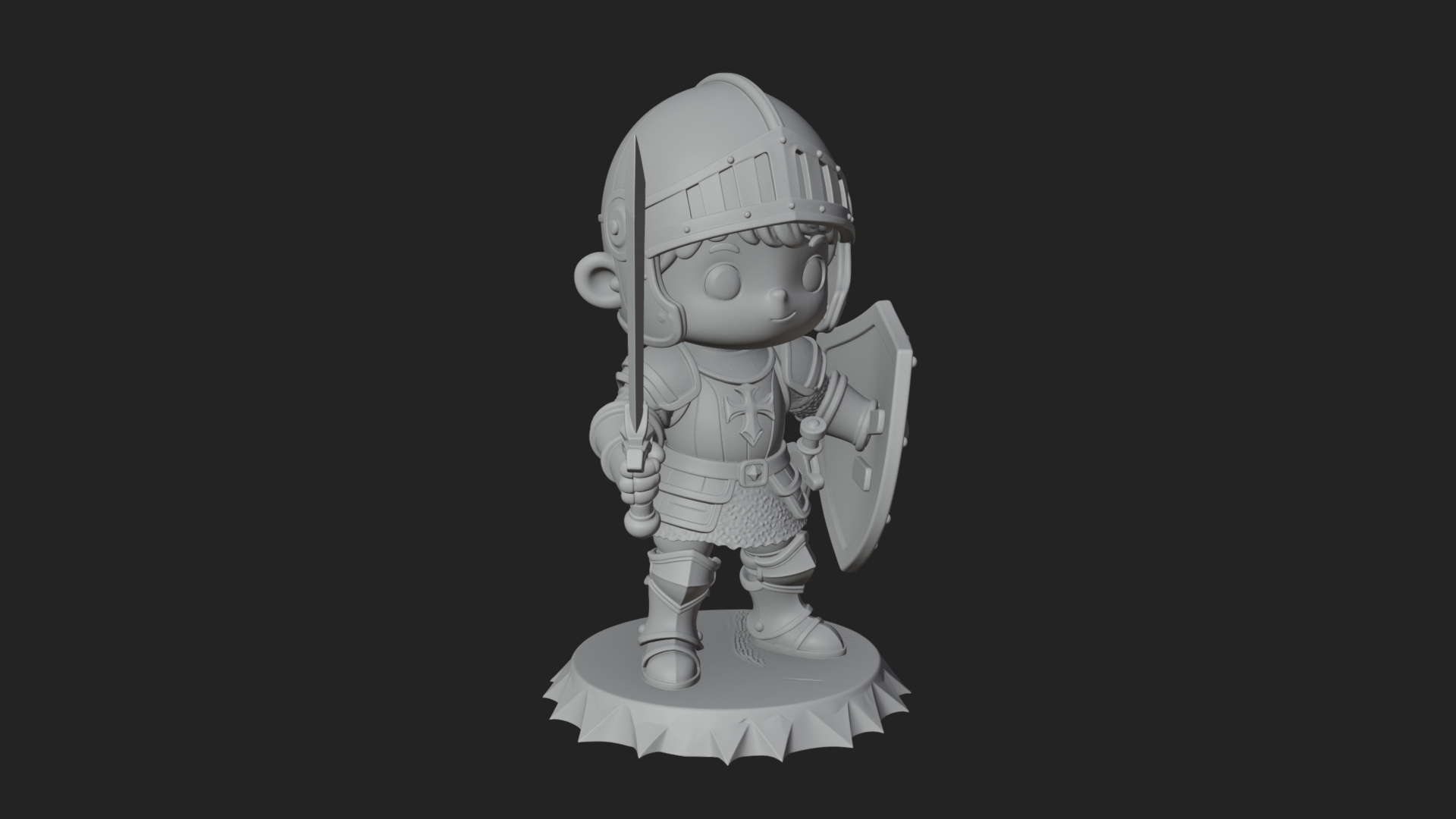 Chibi Armored Knight Statue Design 3 3D Print Model 3D Model
