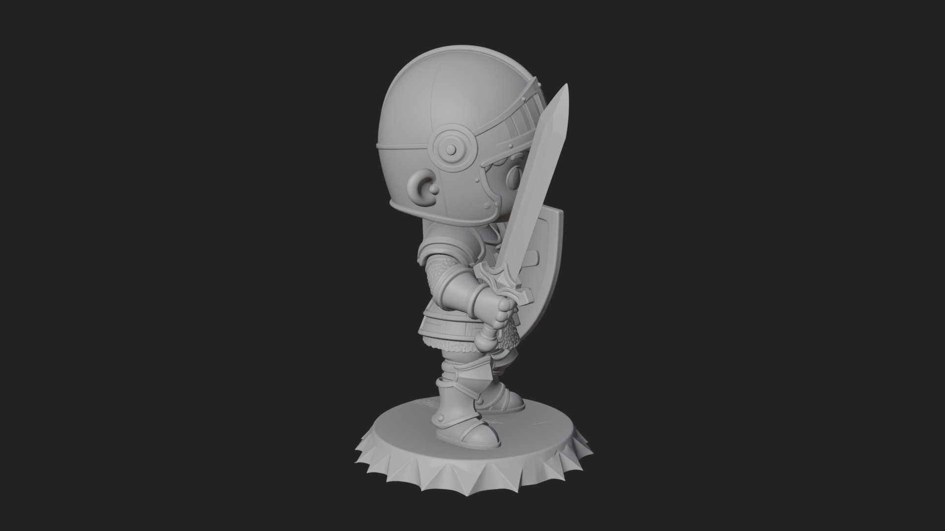 Chibi Armored Knight Statue Design 3 3D Print Model 3D Model