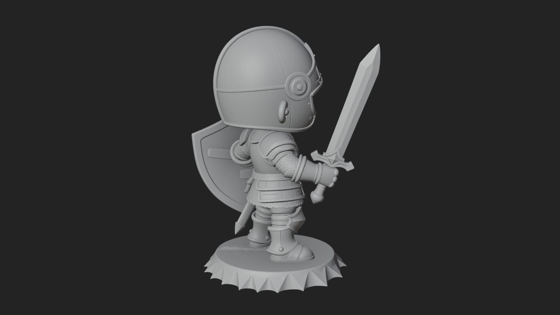 Chibi Armored Knight Statue Design 3 3D Print Model 3D Model