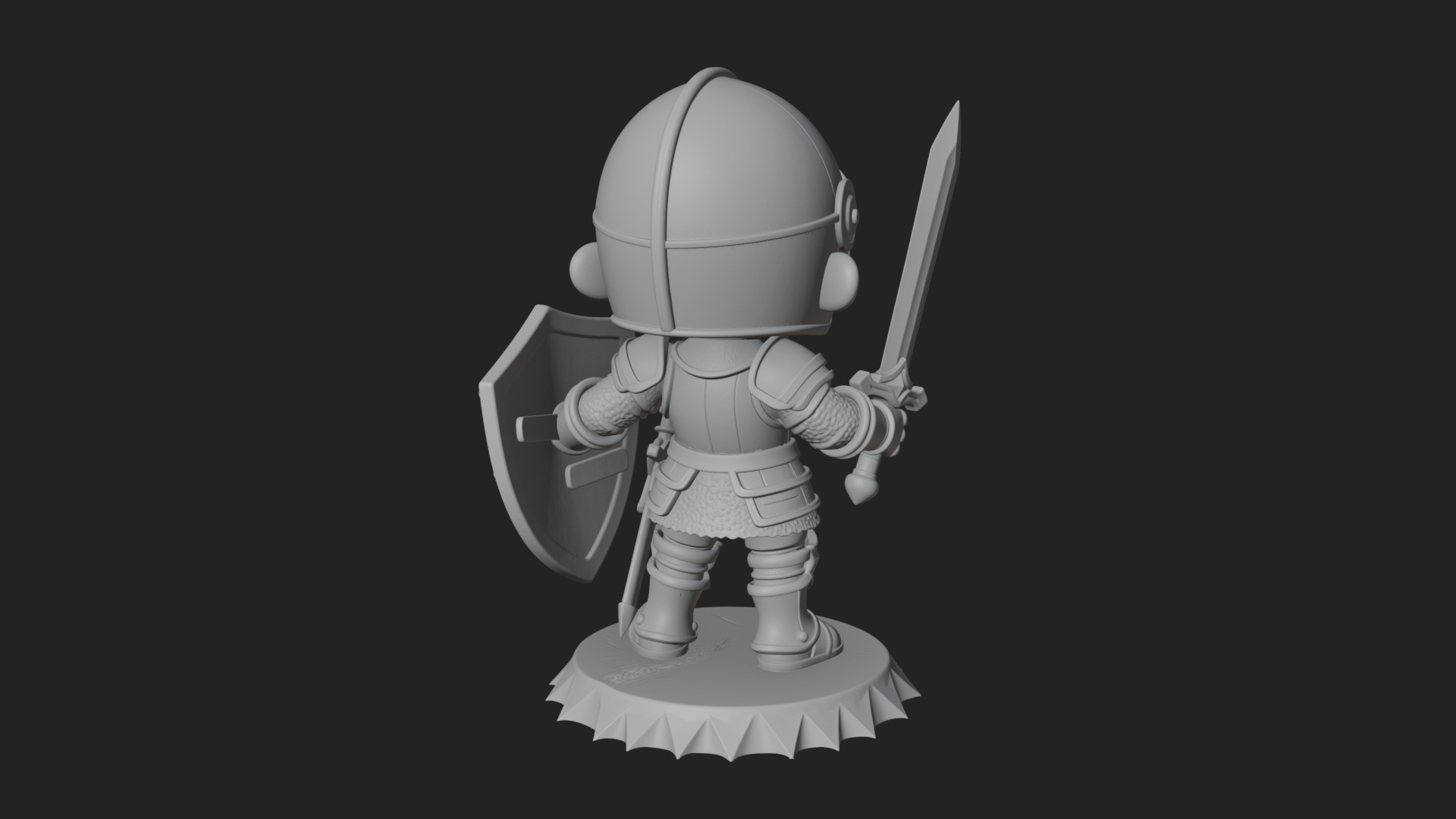 Chibi Armored Knight Statue Design 3 3D Print Model 3D Model
