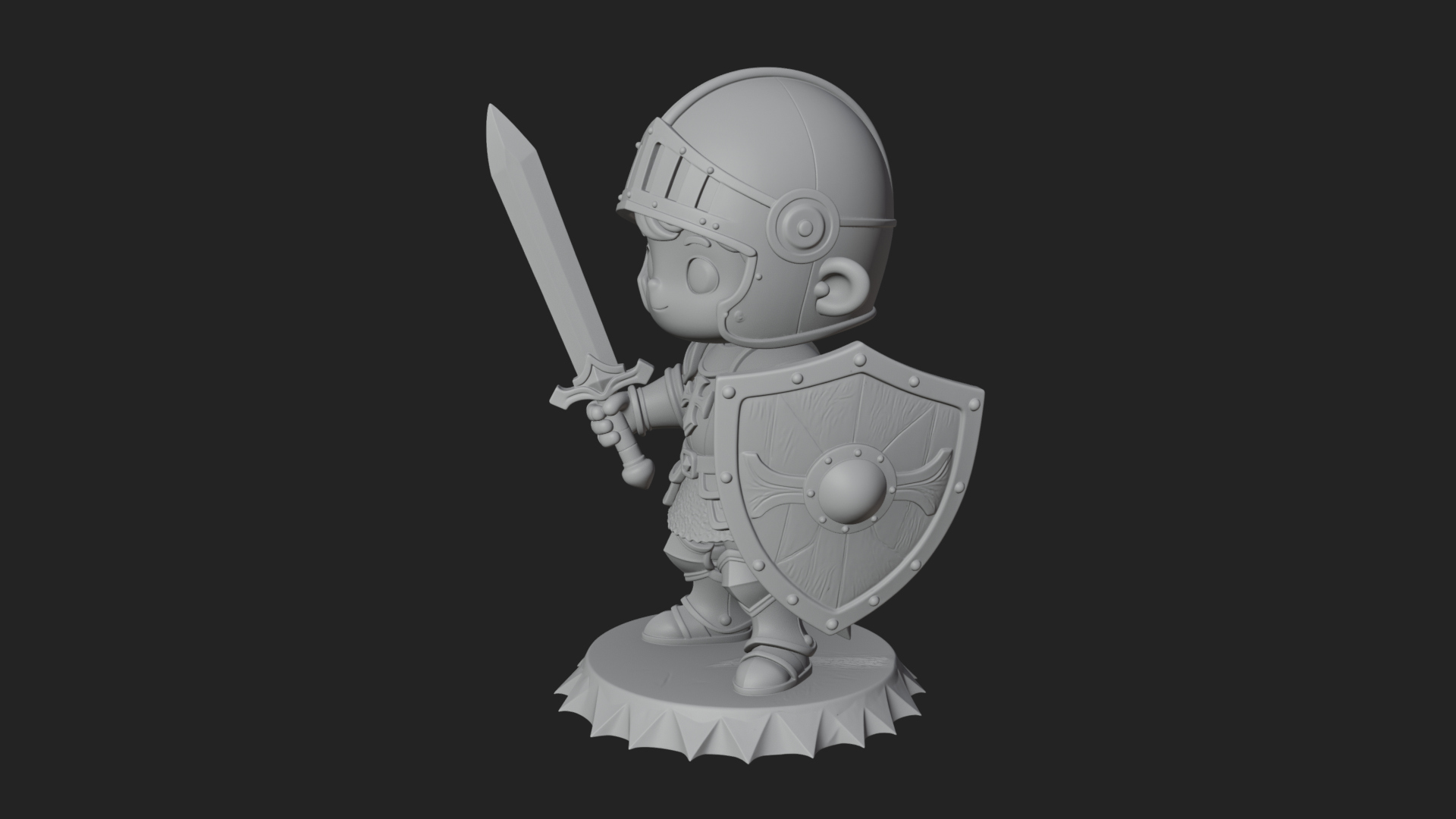 Chibi Armored Knight Statue Design 3 3D Print Model 3D Model