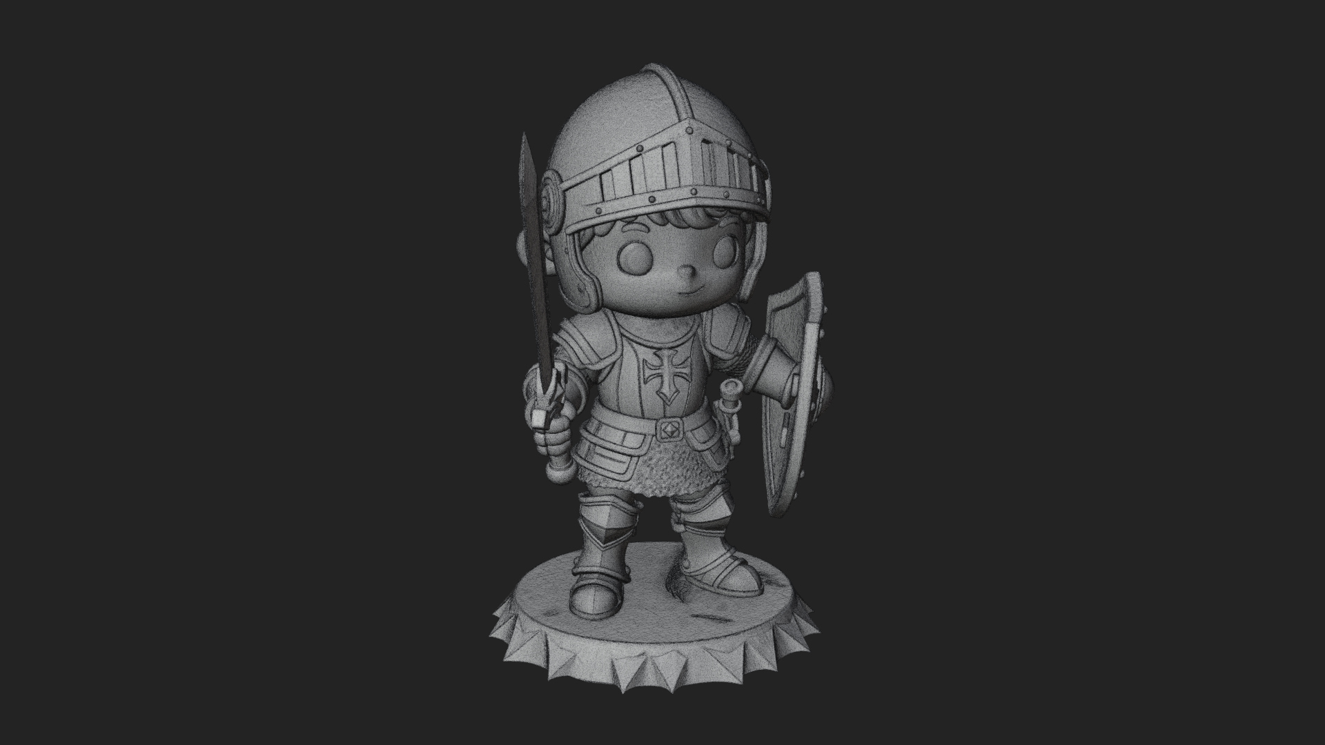 Chibi Armored Knight Statue Design 3 3D Print Model 3D Model