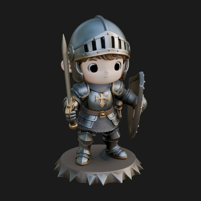 Chibi Armored Knight Statue Design 3 3D Print Model