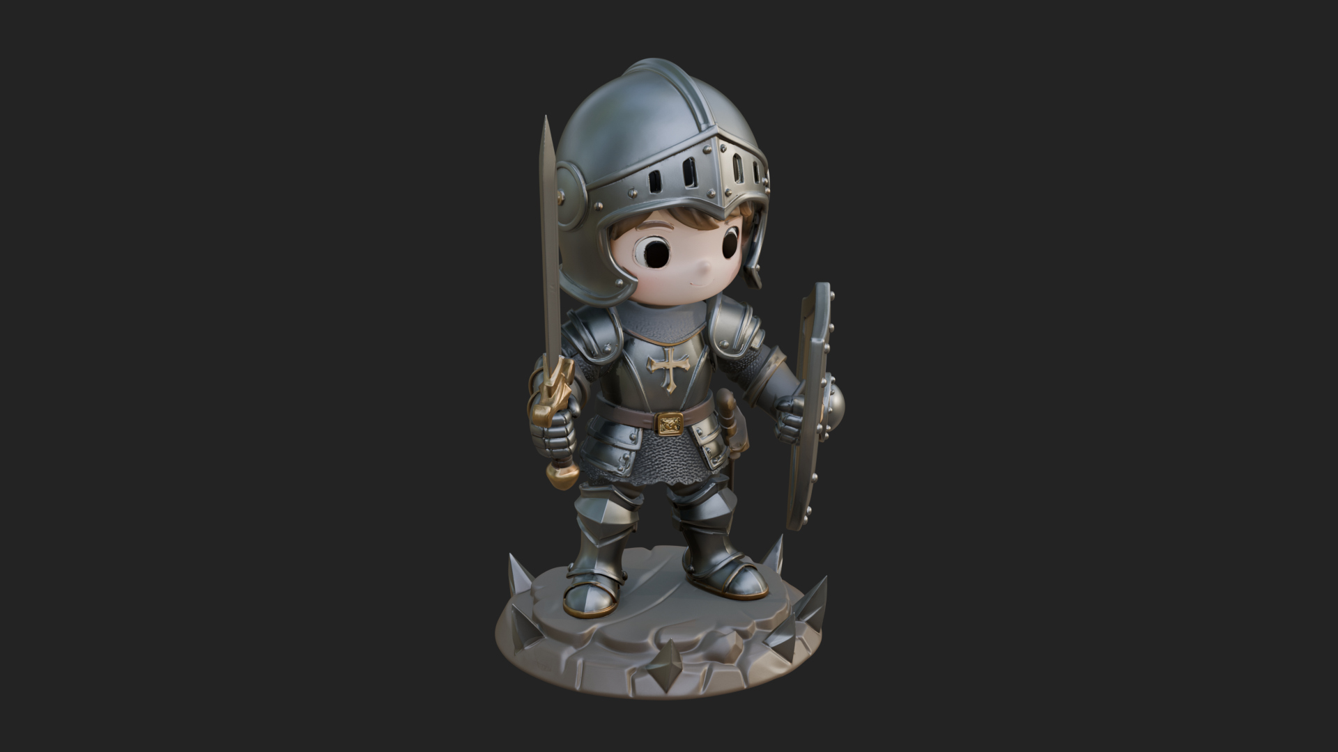 Chibi Armored Knight Statue Design 4 3D Print Model 3D Model