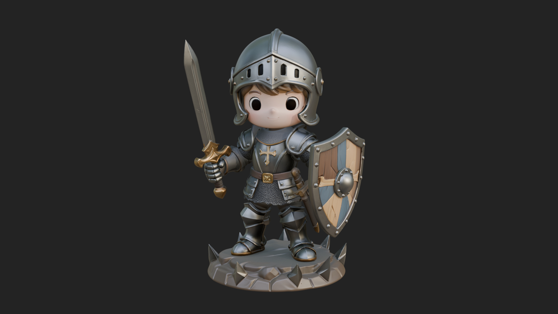 Chibi Armored Knight Statue Design 4 3D Print Model 3D Model
