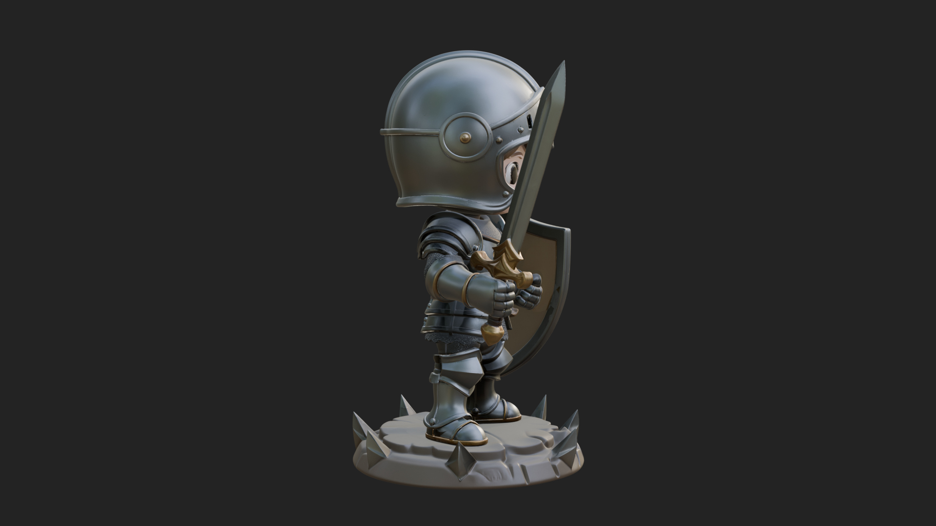Chibi Armored Knight Statue Design 4 3D Print Model 3D Model
