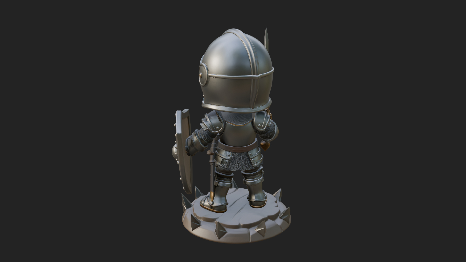 Chibi Armored Knight Statue Design 4 3D Print Model 3D Model