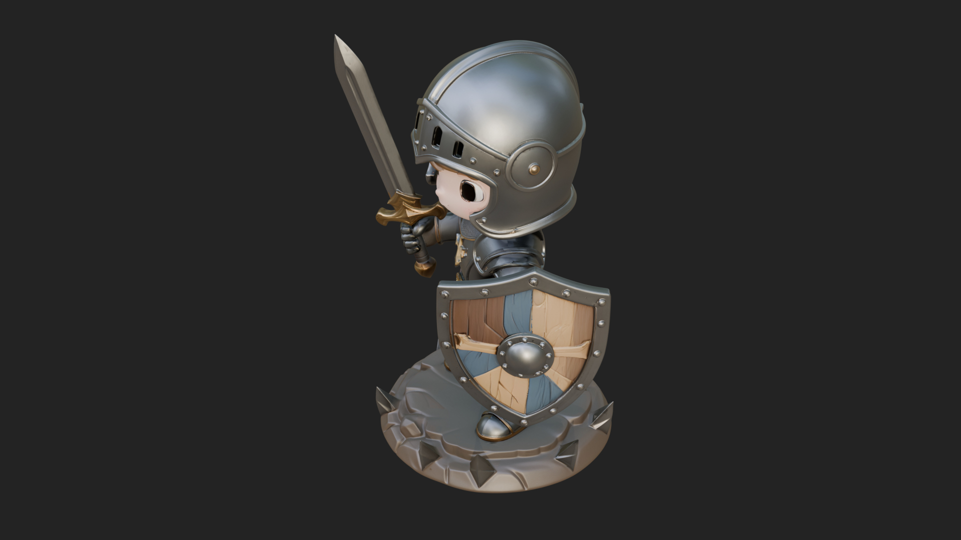 Chibi Armored Knight Statue Design 4 3D Print Model 3D Model