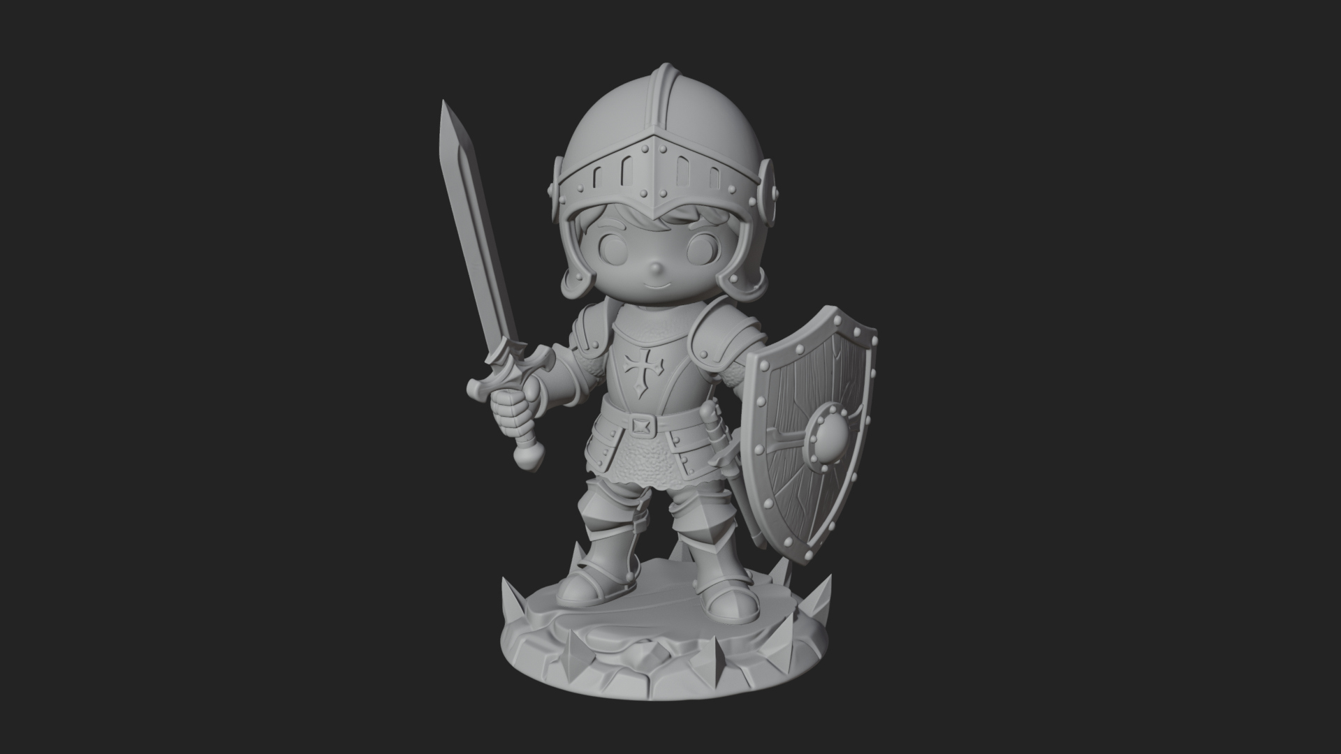 Chibi Armored Knight Statue Design 4 3D Print Model 3D Model