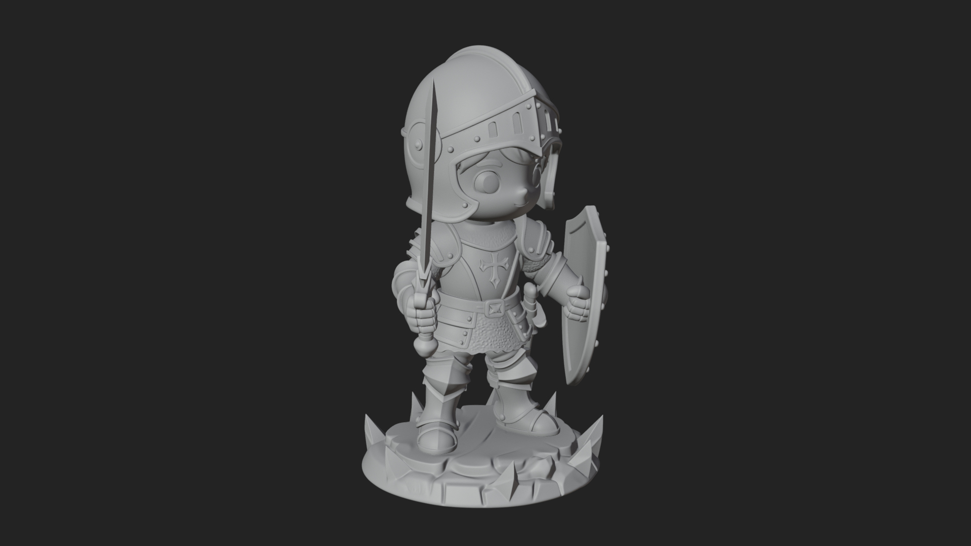 Chibi Armored Knight Statue Design 4 3D Print Model 3D Model