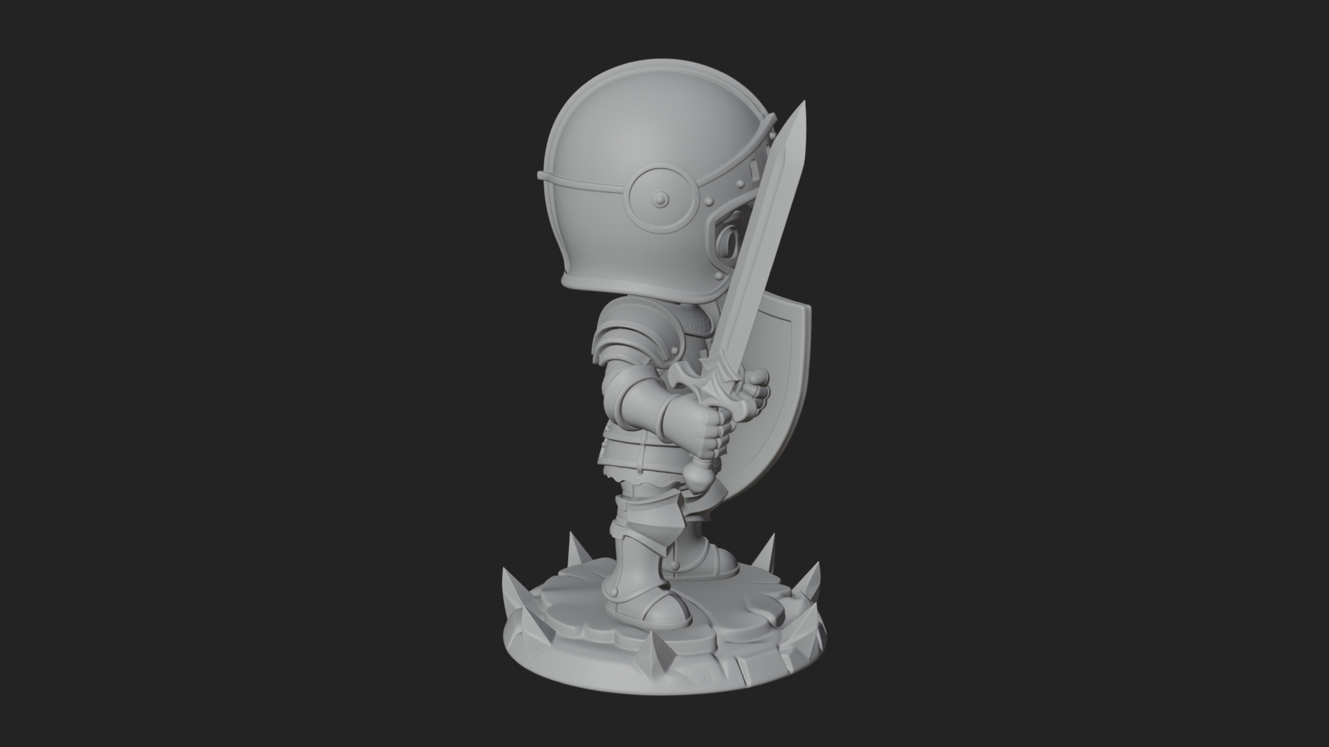Chibi Armored Knight Statue Design 4 3D Print Model 3D Model