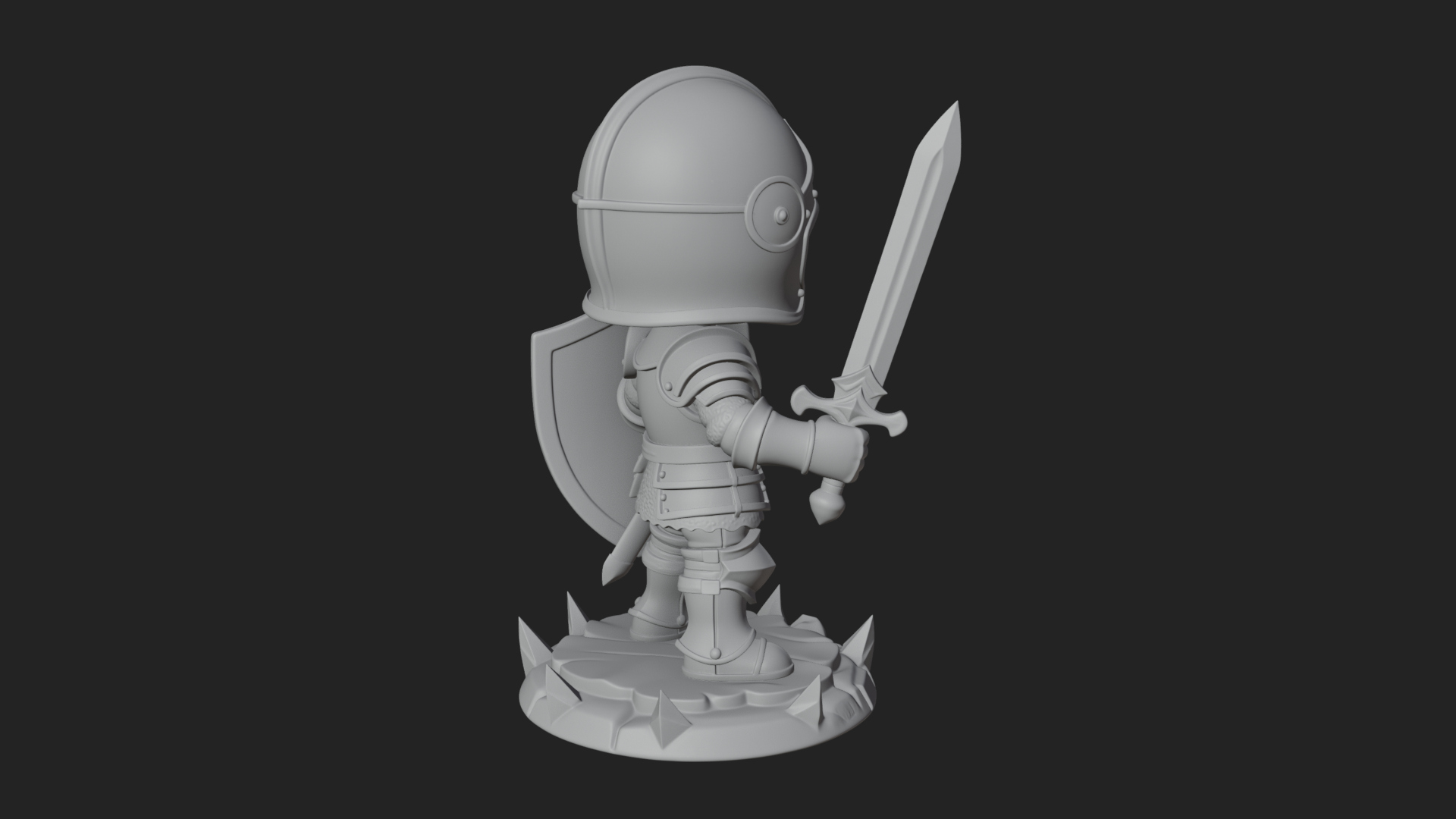 Chibi Armored Knight Statue Design 4 3D Print Model 3D Model