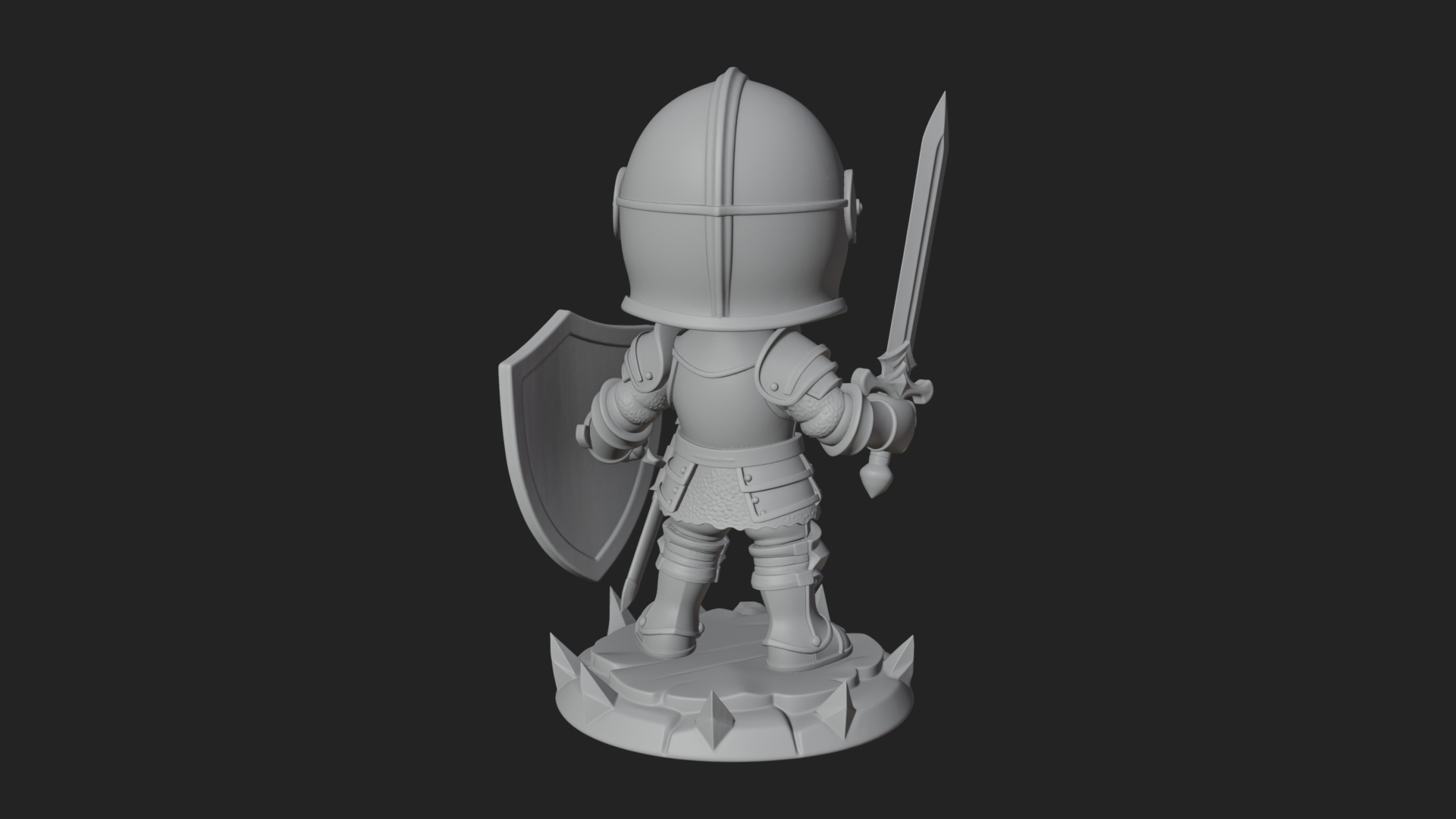 Chibi Armored Knight Statue Design 4 3D Print Model 3D Model