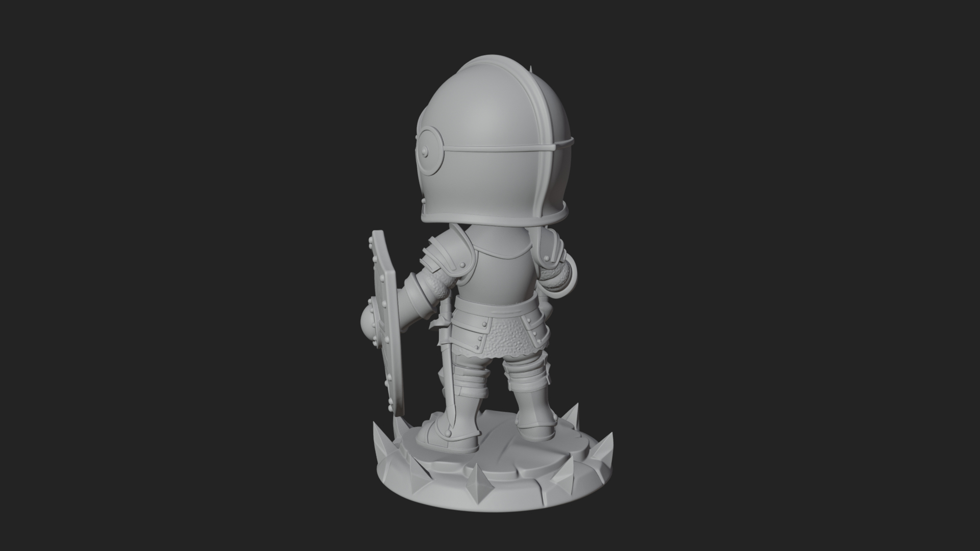 Chibi Armored Knight Statue Design 4 3D Print Model 3D Model