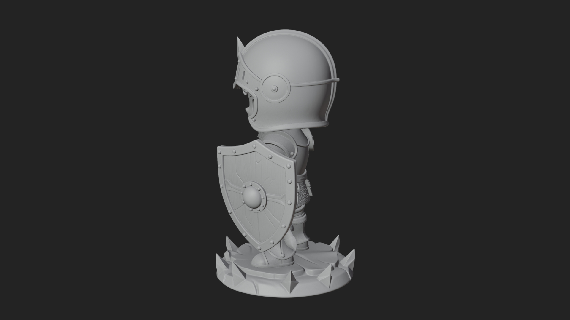 Chibi Armored Knight Statue Design 4 3D Print Model 3D Model