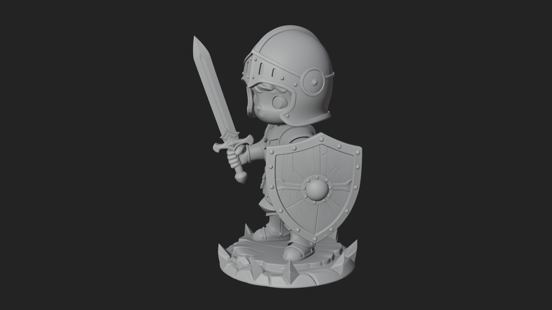 Chibi Armored Knight Statue Design 4 3D Print Model 3D Model