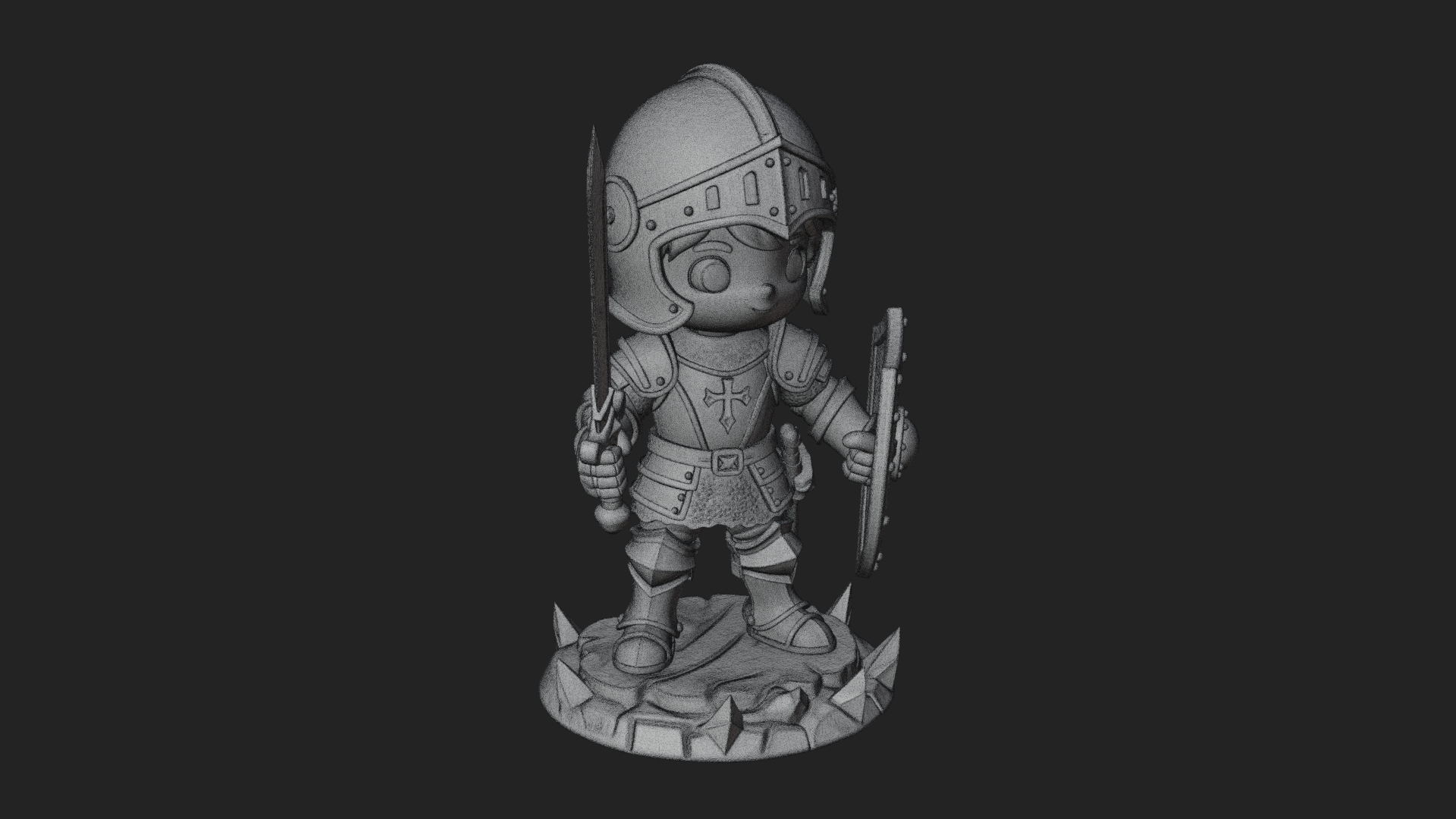 Chibi Armored Knight Statue Design 4 3D Print Model 3D Model